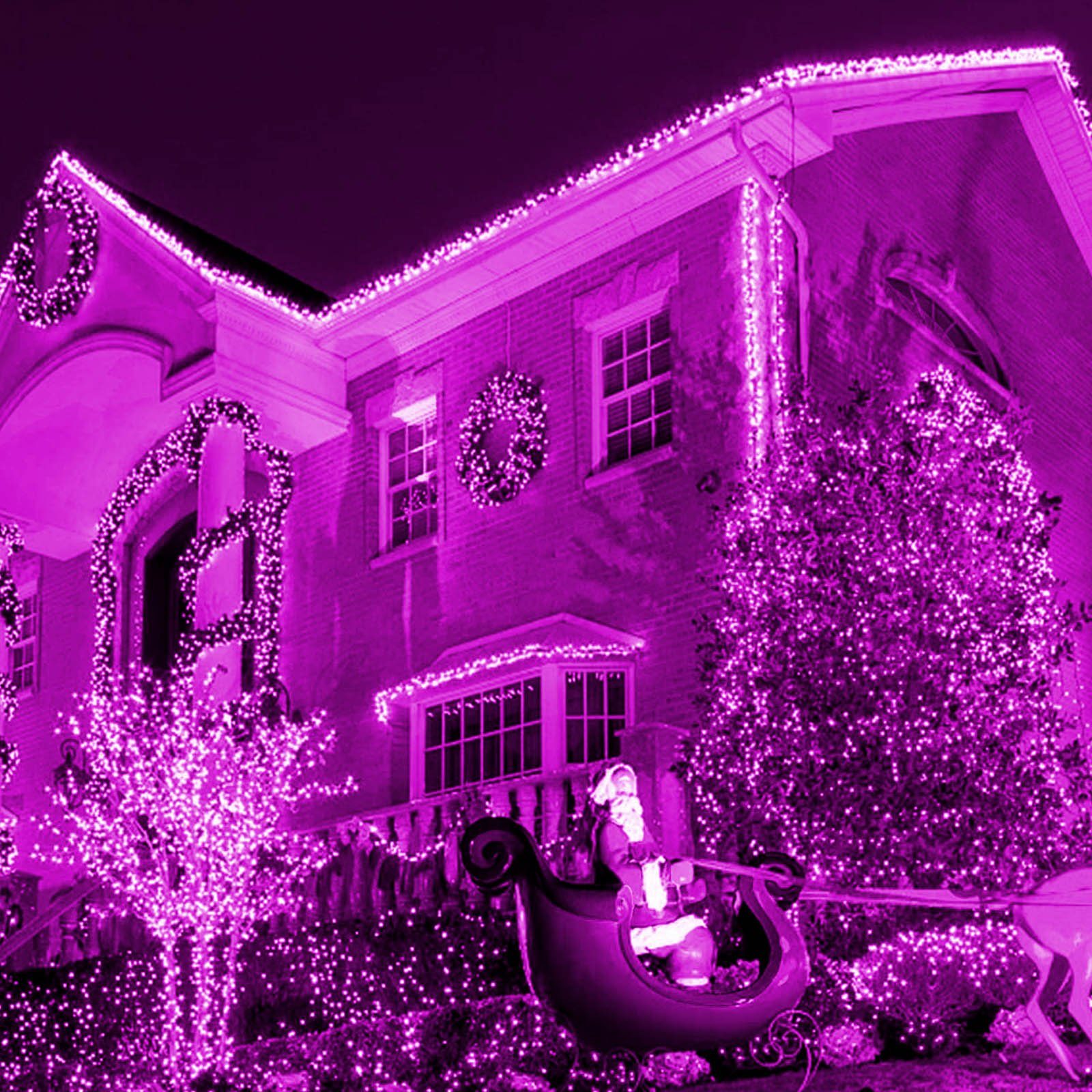 for Innen 156-flammig, Außen Party Rosnek Rosa LED-Baummantel Garten Lichterkette LED Weihnachten mit Baum, 20m 3M-Verlängerungskabel