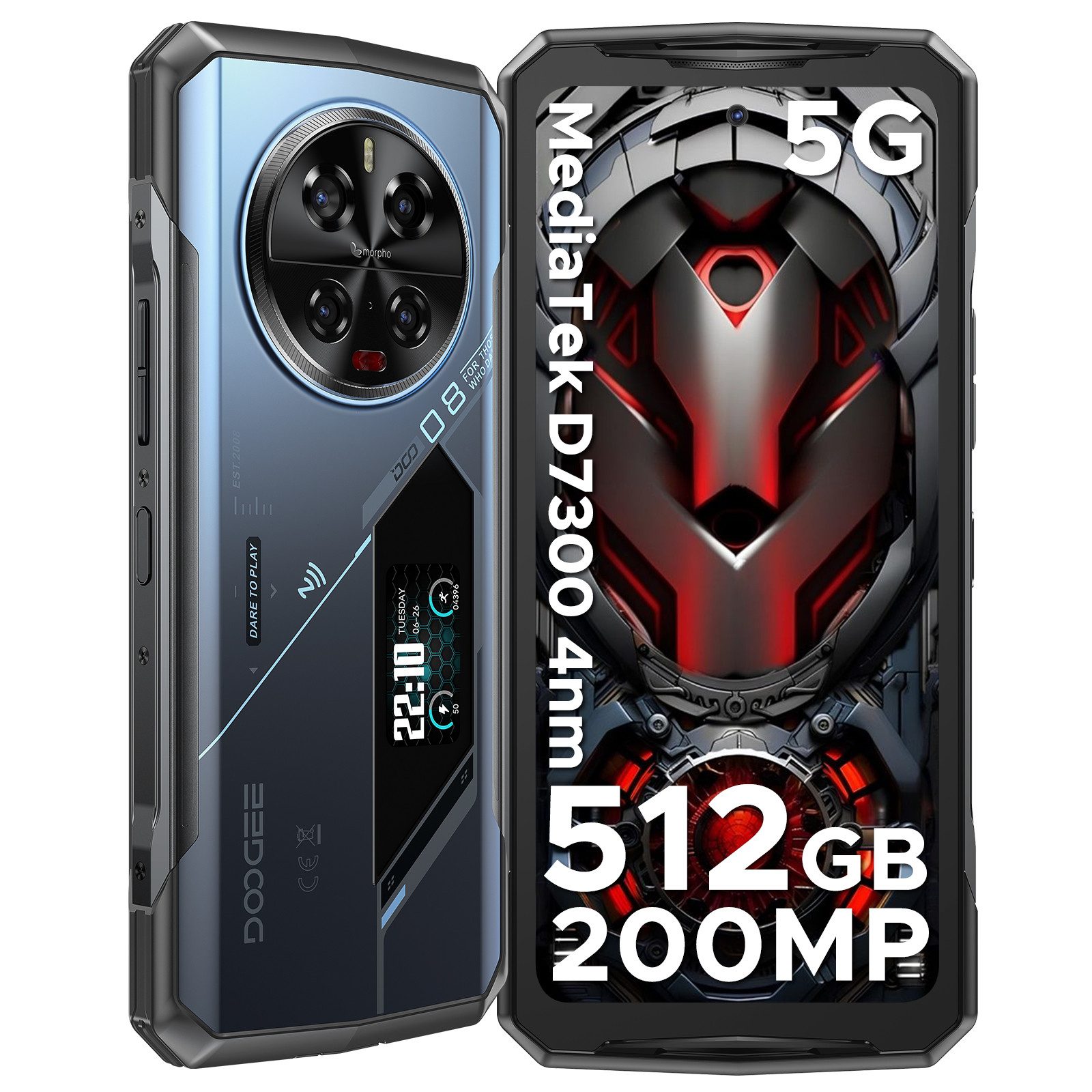 DOOGEE V40Pro 5G smartphone 512GB 6.78" FHD+120Hz Outdoor Handy Ohne Vertrag Smartphone (6.78 Zoll, 512 GB Speicherplatz, 200 MP Kamera, 8680mAh & 33W Schnellladung,200MP Anti-Shake-AI-Kamera)