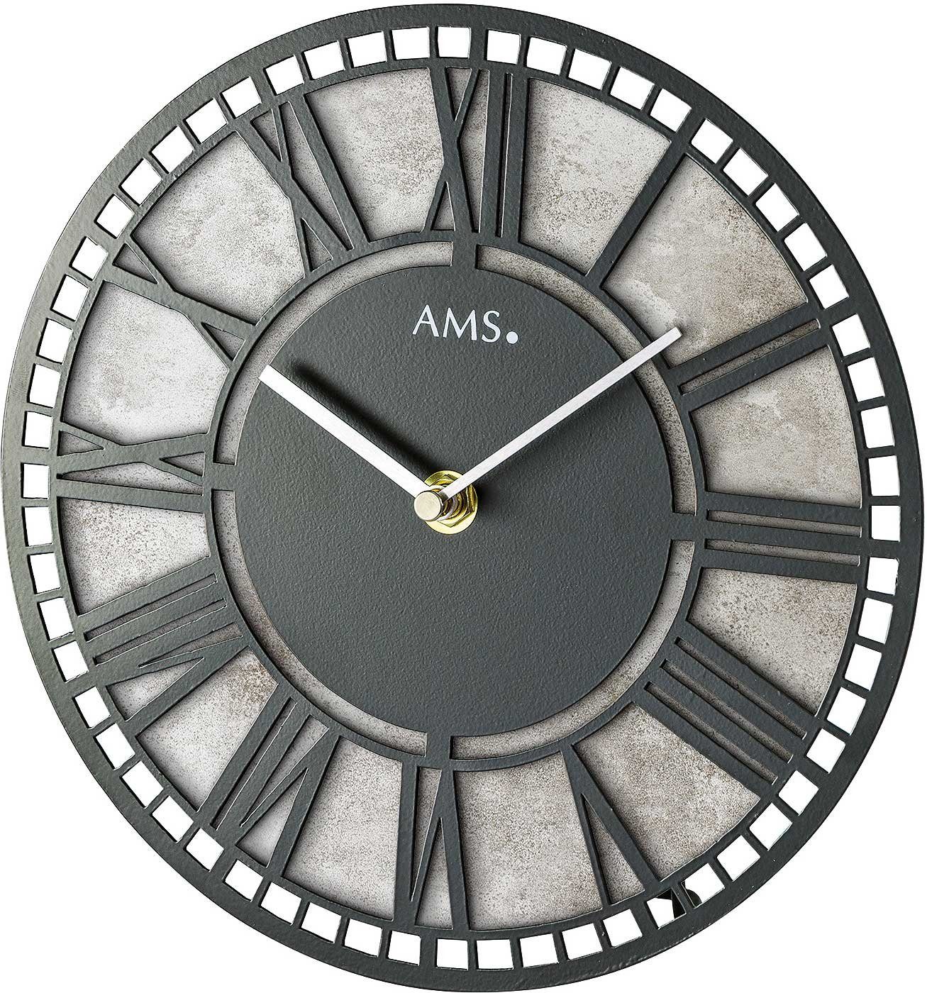 Tischuhr Tischuhr Metall Antiksilber Durchmesser: 22 cm - AMS Modell: 1233