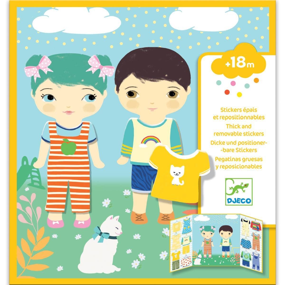 DJECO Stickerbuch Sticker mit tollen Motiven und Vorlagenbuch basteln Kinder