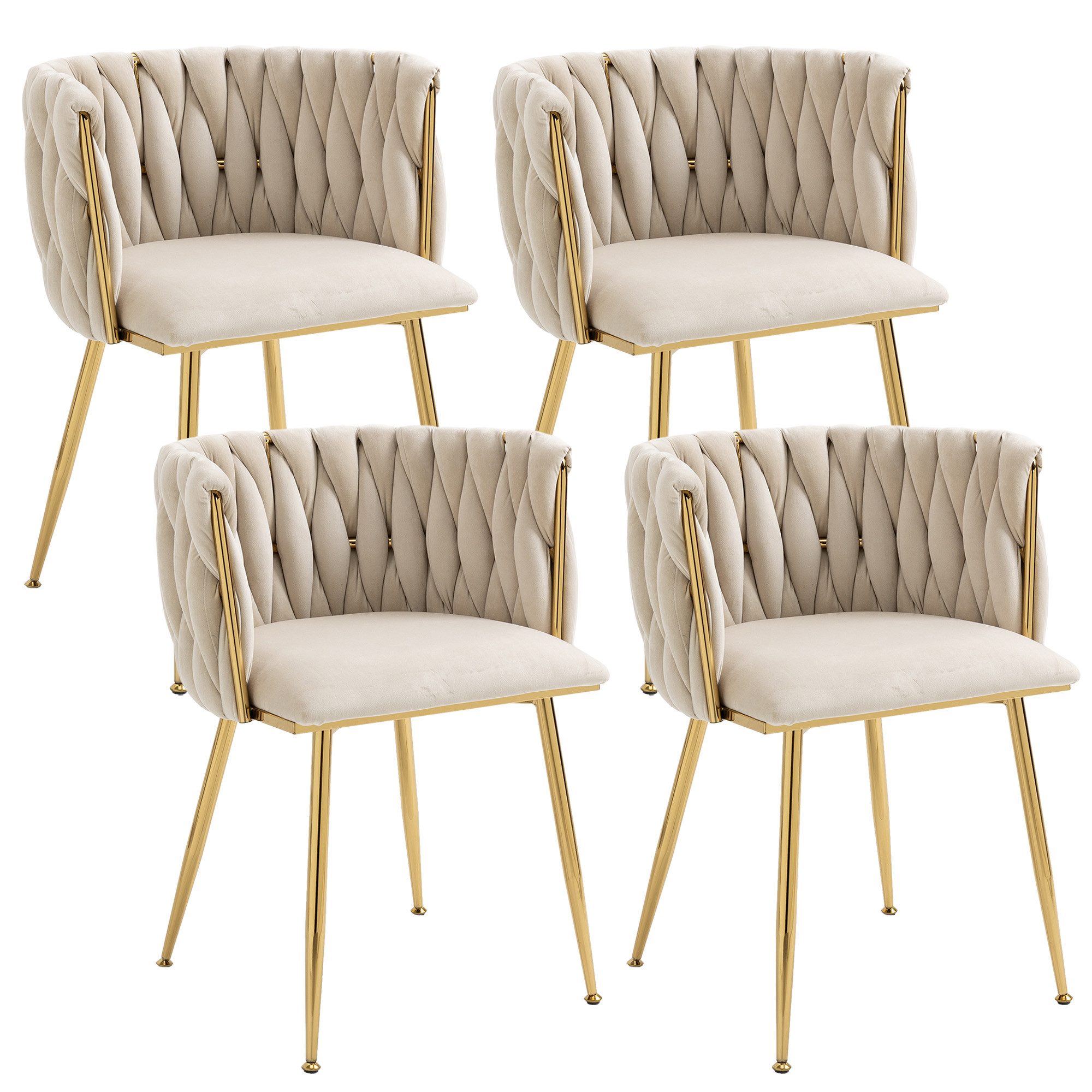 LVHOM Esszimmerstuhl Set mit runden Rückenlehne, Wohnzimmerstuhl aus Samt/L günstig online kaufen