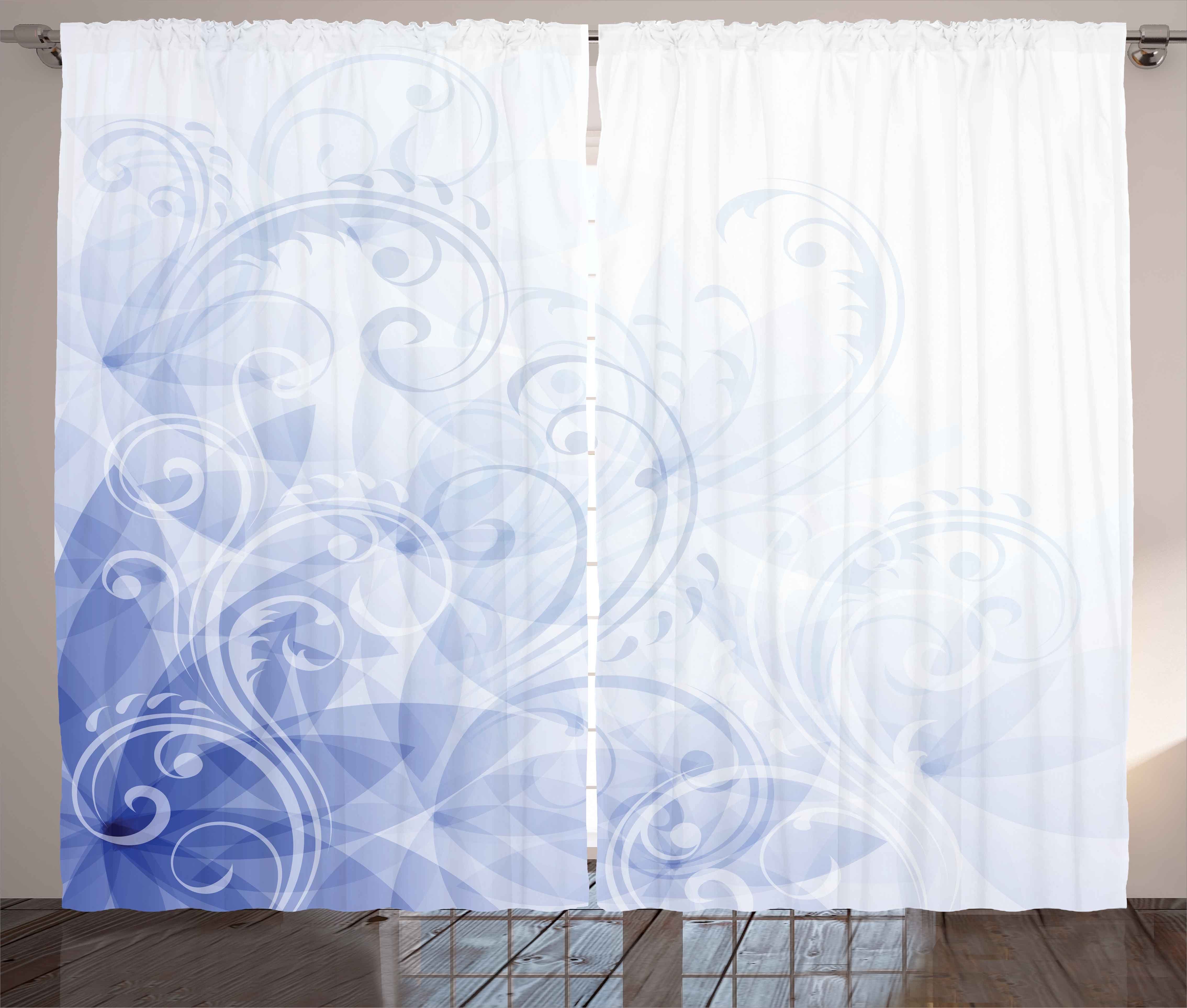 Gardine Schlafzimmer Kräuselband Vorhang mit und Hellblau Abstract Floral Abakuhaus, Haken, Schlaufen Locken