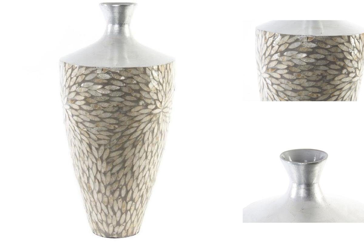 DKD Home Decor Dekovase Vase DKD Home Decor Mosaik Silberfarben Grau Perlmutt Bambus 25 x 25 x