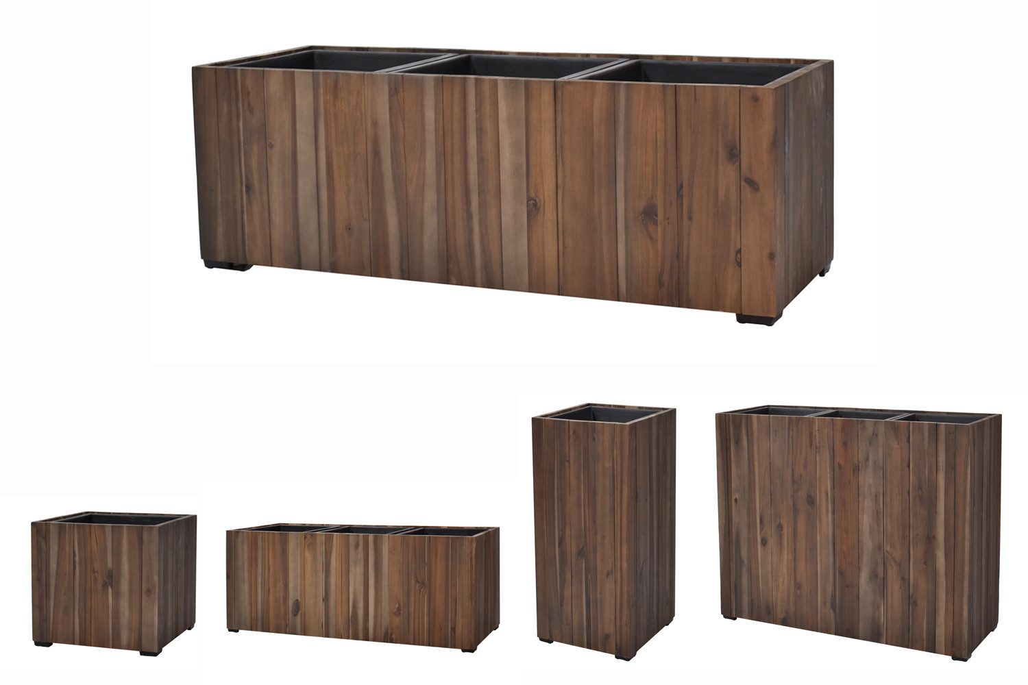 dasmöbelwerk Плантатор Pflanzgefäß Pflanzkasten Blumenkasten Akazienholz 33x31 cm mit Einsatz