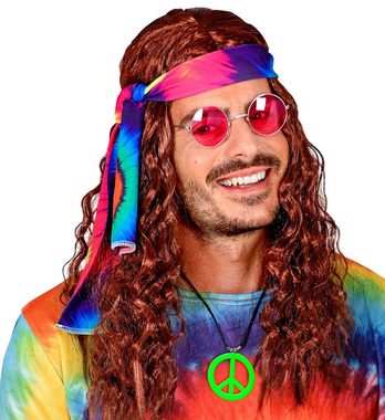 Widmann S.r.l. Kostüm Hippie Halskette 'Peace' 50077, Neon Grün - Schmu