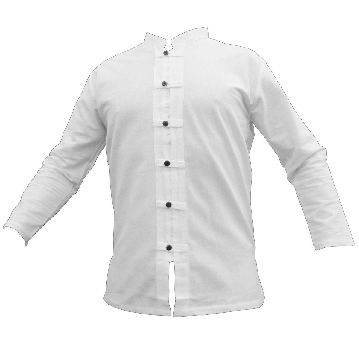 PANASIAM Langarmhemd Fischerhemd aus hochwertiger Baumwolle mit Holzknopfleiste Herren Bequemes Freizeithemd Fisherman Shirt auch als Langarmhemd