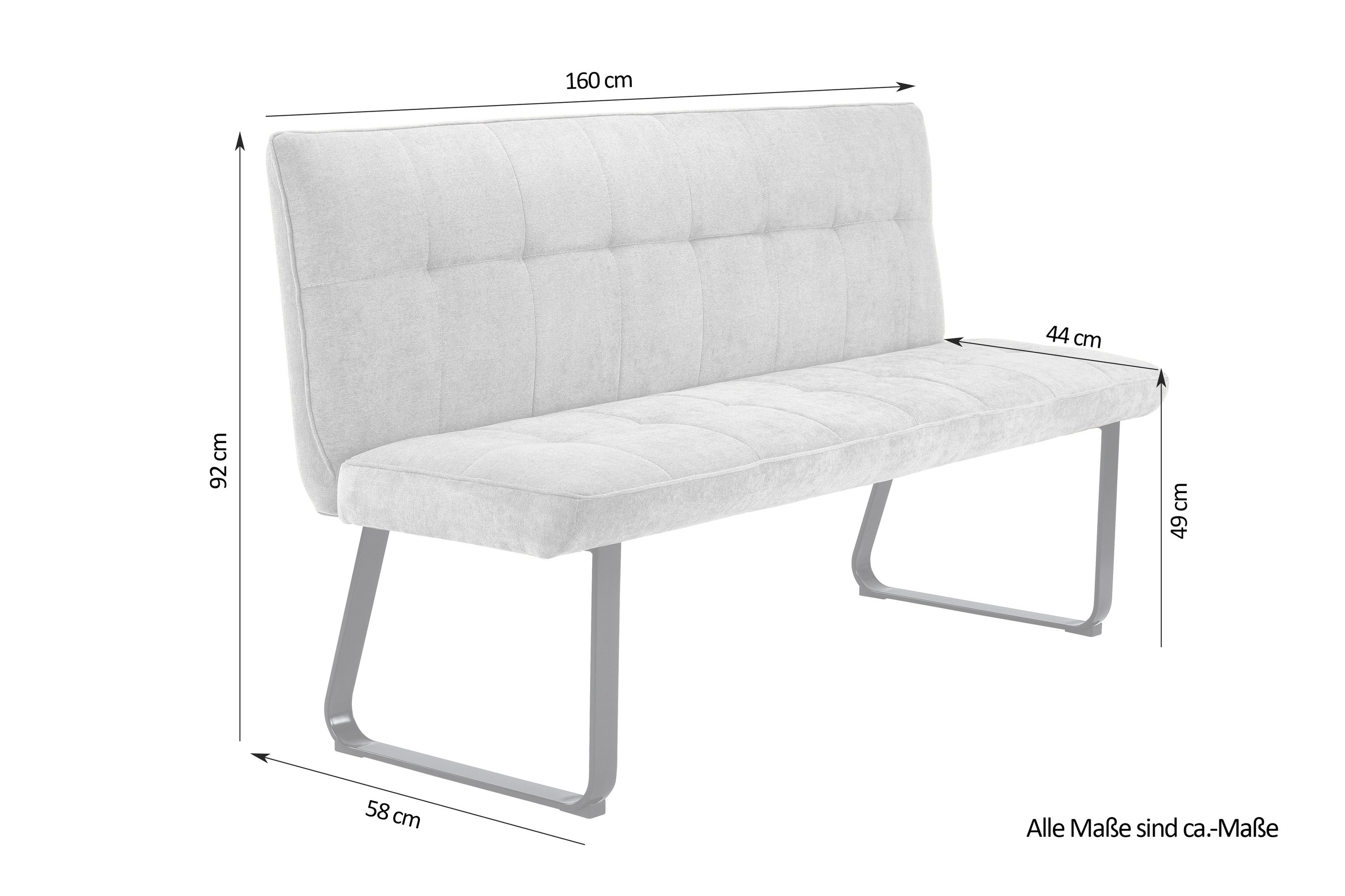freiraum Bank TALEA (BxHxT: 160x92x59 cm), aus Microfaser in grau