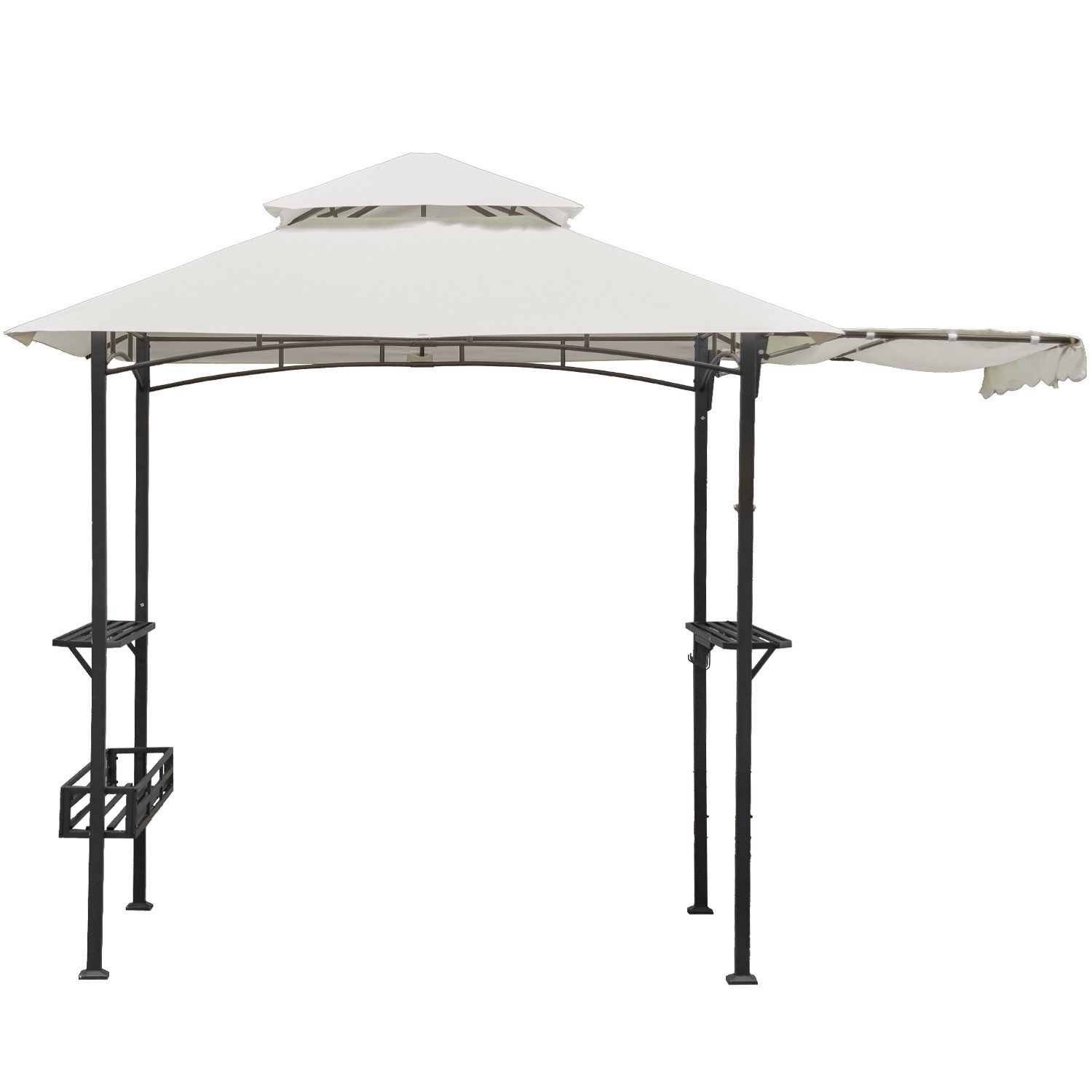 Clanmacy Grillpavillon Grillpavillon 238 x 148 x 250 cm, mit Doppelschichtdach, Seitenregalen