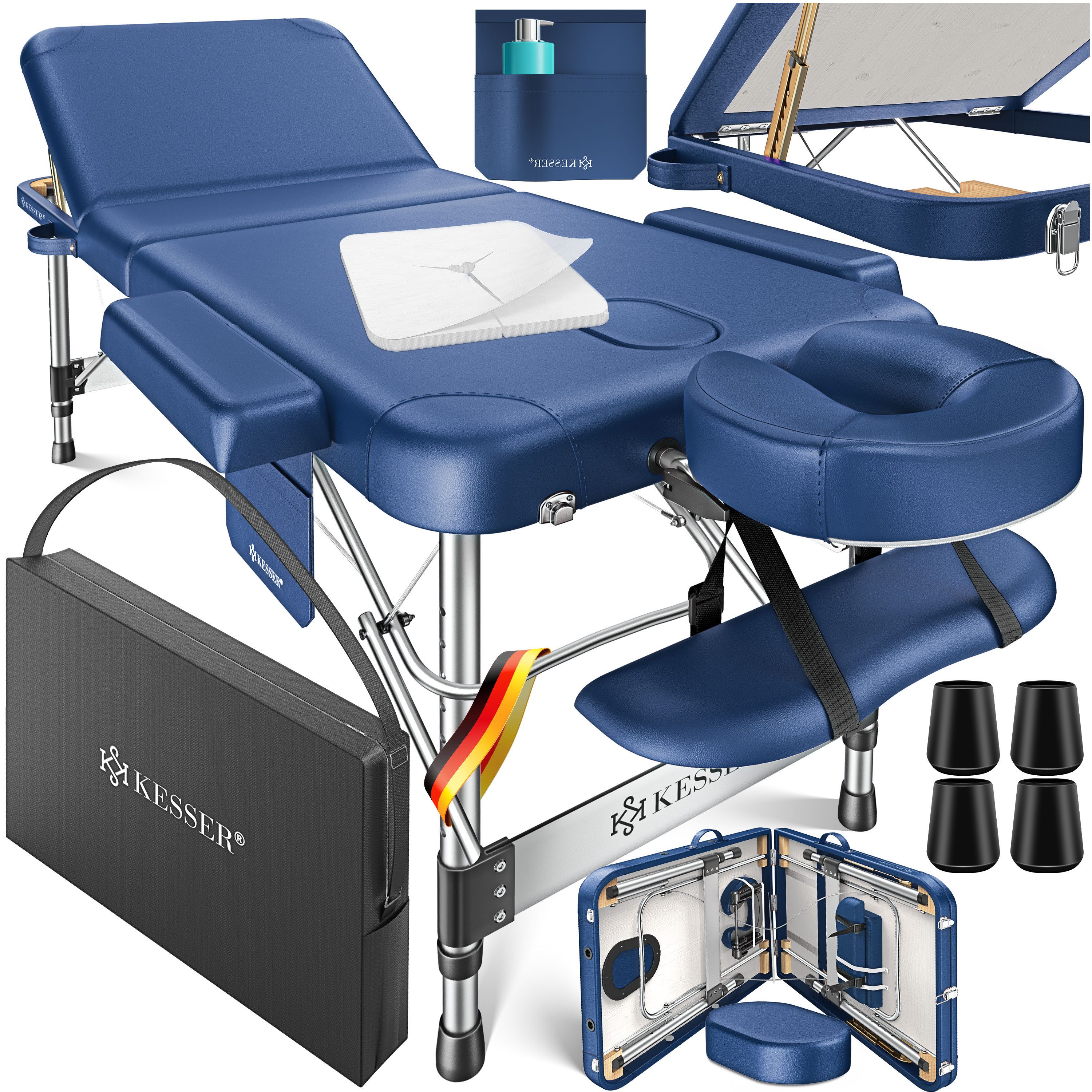 KESSER Massageliege, 3 Zonen Kosmetikliege klappbar & höhenverstellbar mobile Massagebett