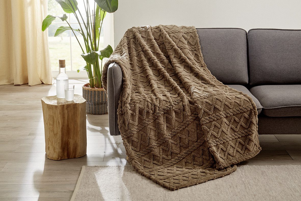 Wohndecke GÖZZE Decke FREYA stein BL 150x200 cm grau Wohndecke Kuscheldecke, Gözze