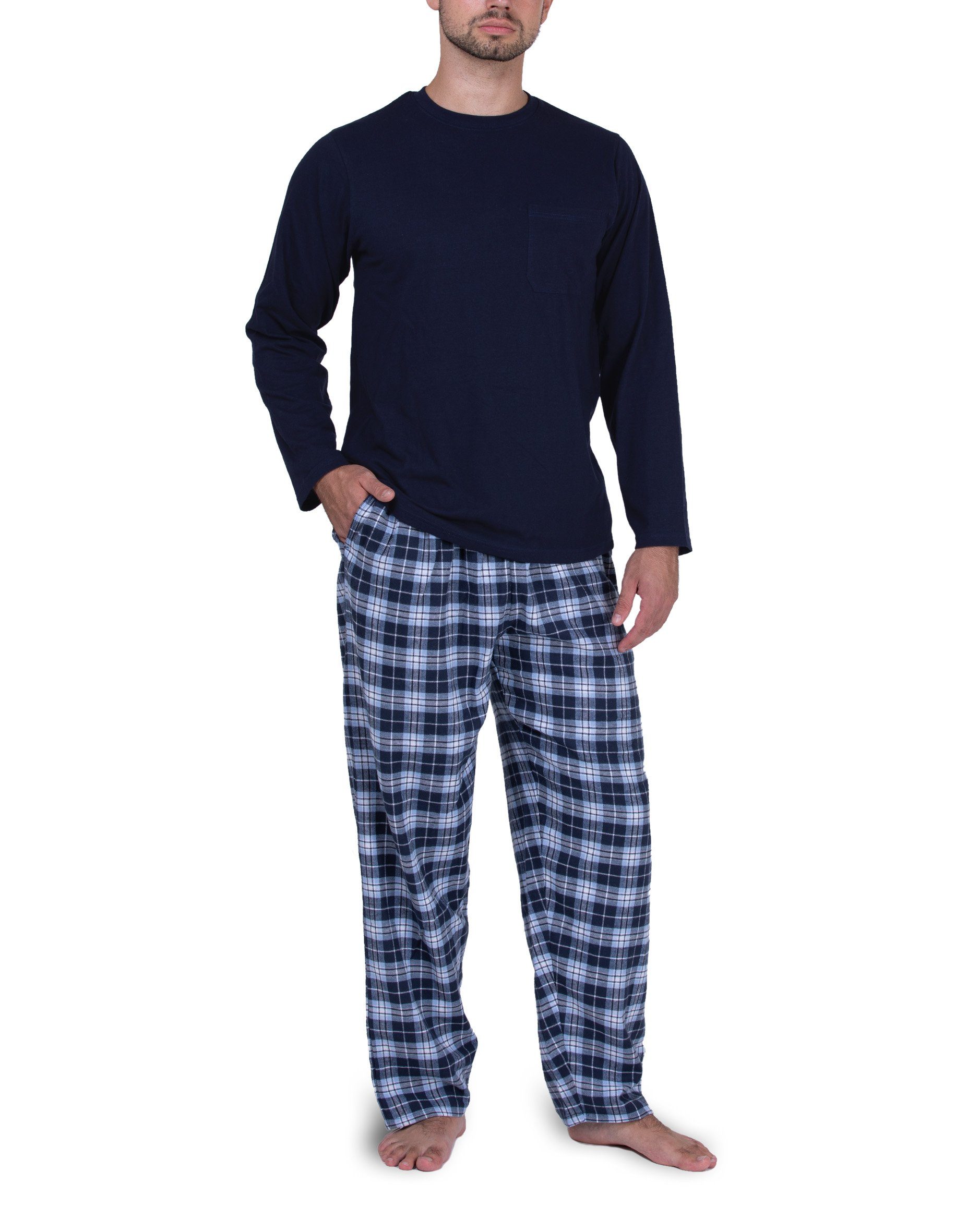 Moonline Pyjama Herren Schlafanzug mit Flanellhose