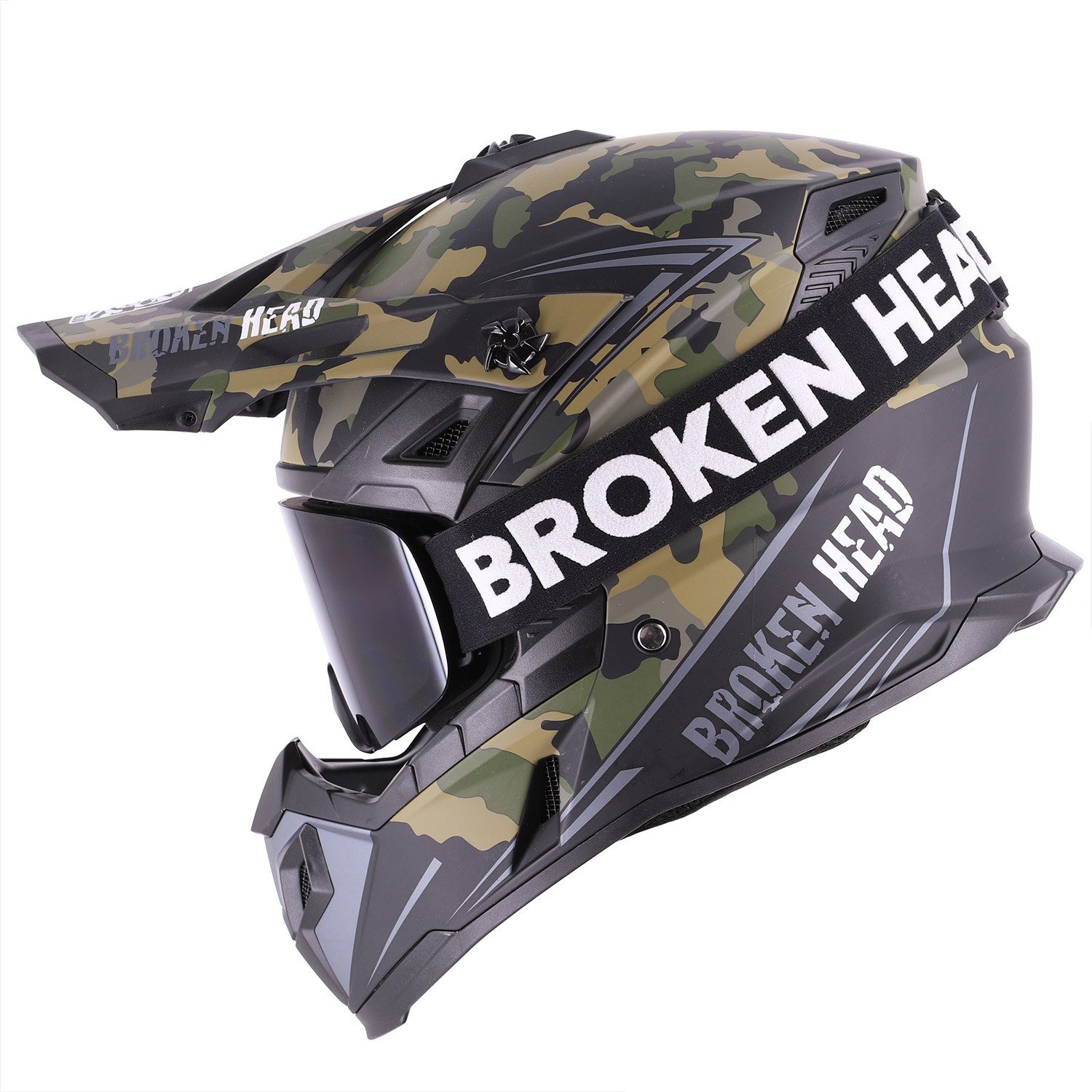 Broken Head Motocrosshelm Squadron Rebelution Sand Titan (Mit MX-Struggler Schwarz), Mit 2 Verschlüssen