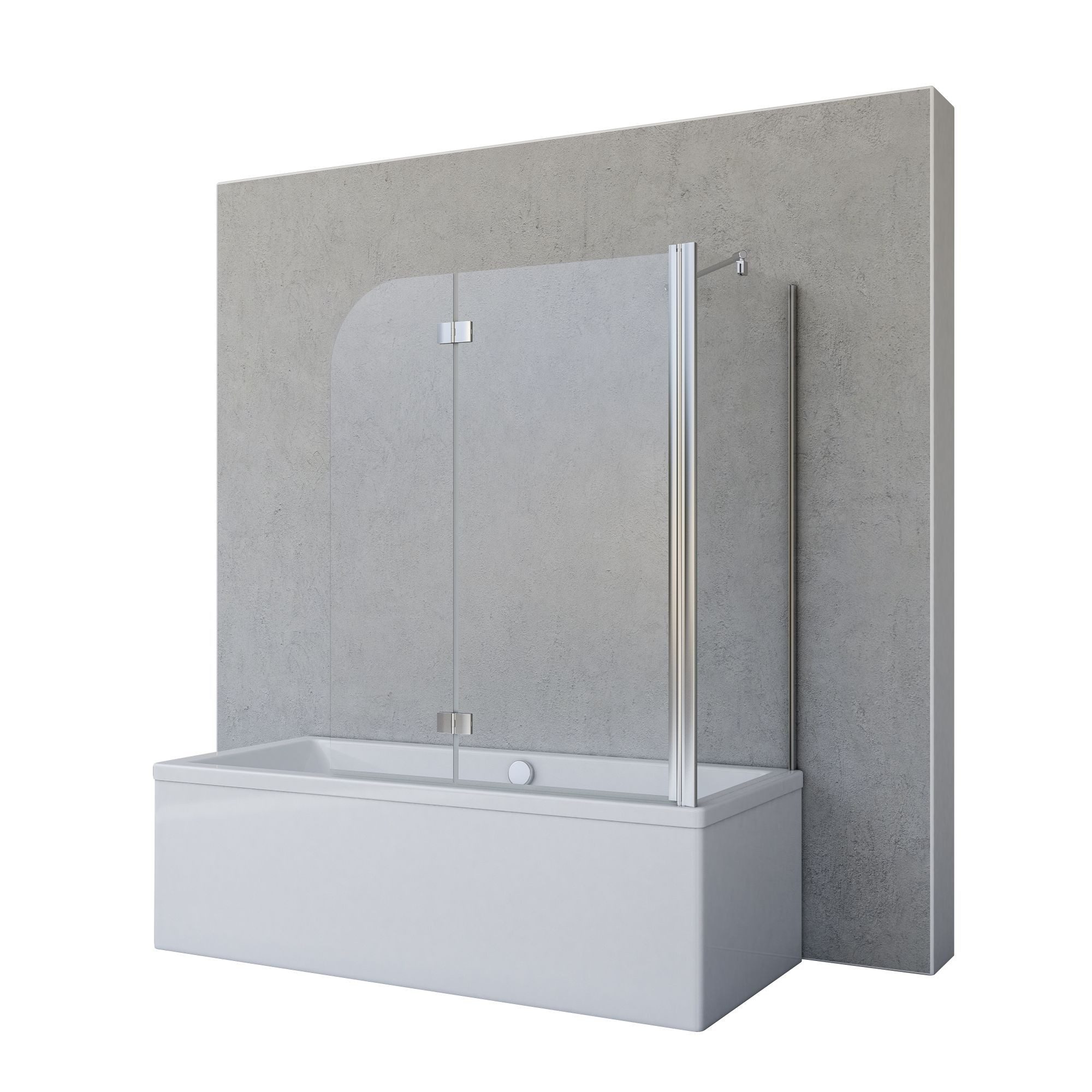 Schulte Badewannenfaltwand Angle 112 x 142 cm ESG, Glas, 2-teilig mit Festelement Chromoptik