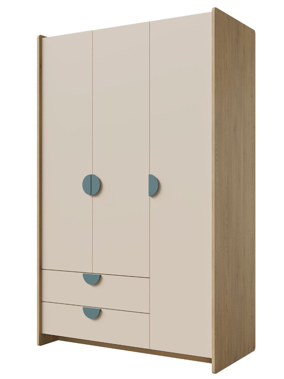 Compleo Kleiderschrank mit 2 Schubladen und 3 Türen, Kinderschrank für einen Jungen oder ein Mädchen