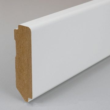 PROVISTON Sockelleiste MDF, 16 x 58 x 2500 mm, Weiß, Klick Fußleiste, MDF foliert