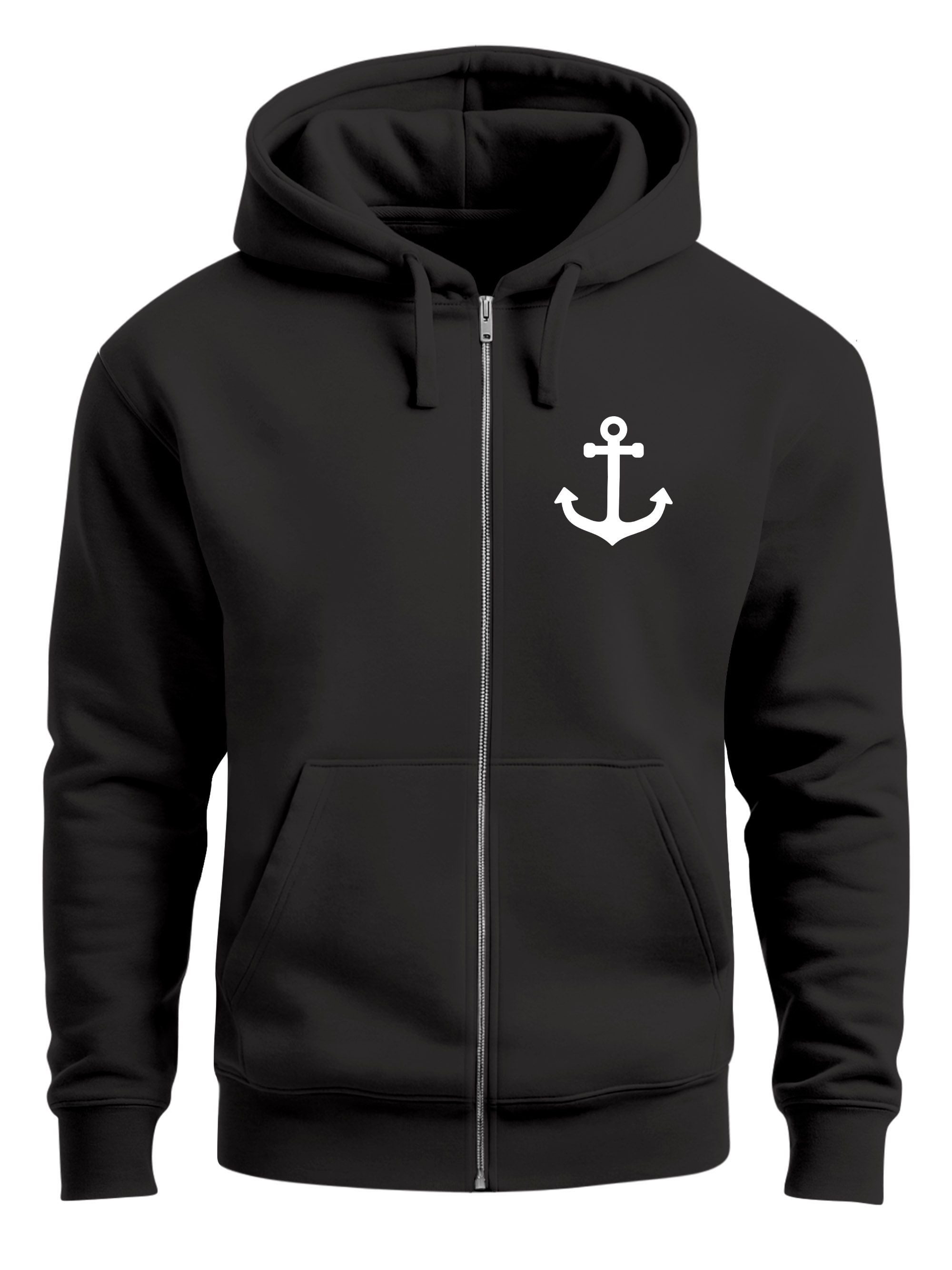 Sweatjacke Herren Sweatjacke mit Kapuze Print Aufdruck Anker Zipjacke Zip-Hoodie