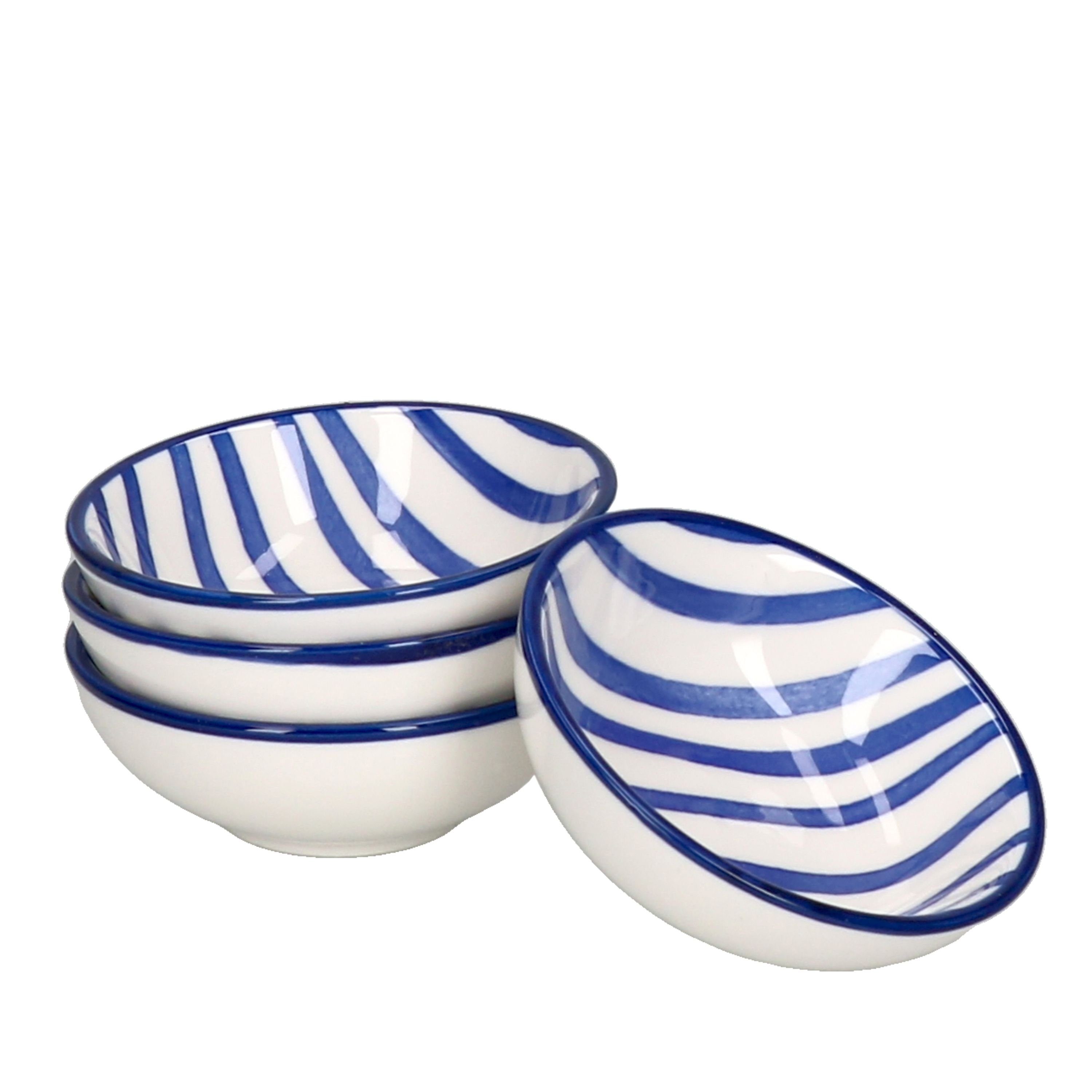 Ritzenhoff & Breker Servierschale 4er Set Schale flach 8cm Streifen Seaside - Ritzenhoff 270273, Porzellan