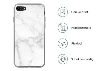 MuchoWow Handyhülle Marmor - Weiß - Grau - Luxus - Marmoroptik - Stein, Handyhülle Apple iPhone 8, Smartphone-Bumper, Print, Handy Schutzhülle