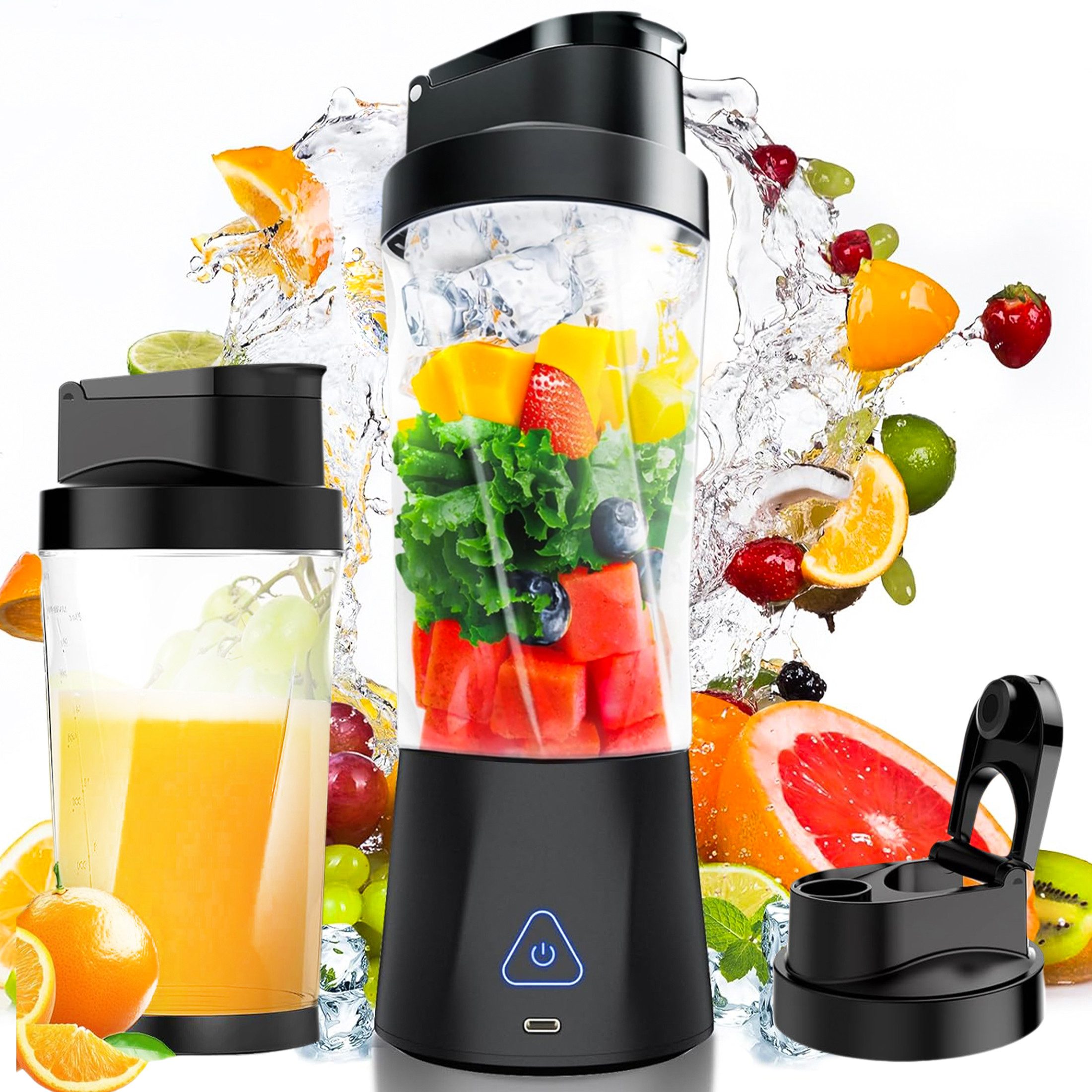 OYLCDI Akku-Smoothie-Maker Tragbarer Entsafterbecher,kabellos,700ml,kompakter Миксерbecher, 360 W, portable Juicer Cup,Reise-Entsafter,tragbarer Smoothie-Mixer