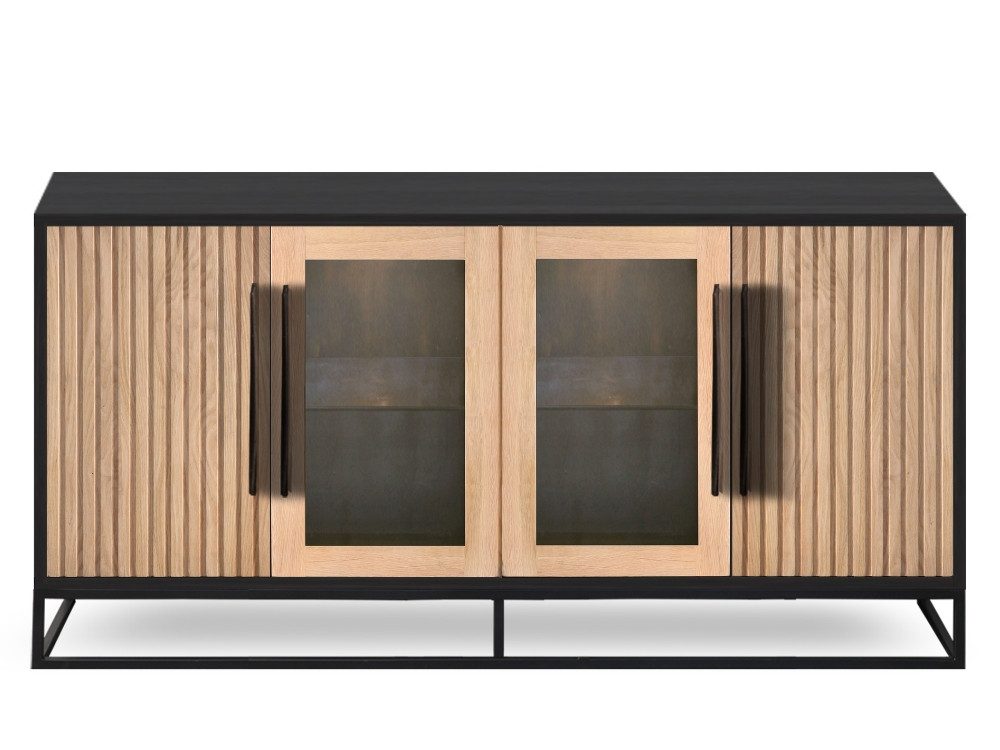 WOLF MÖBEL Sideboard (175 x 40 x 85), NAMIBIA Kommode mit 2 Glas-/ 2 Holztüren