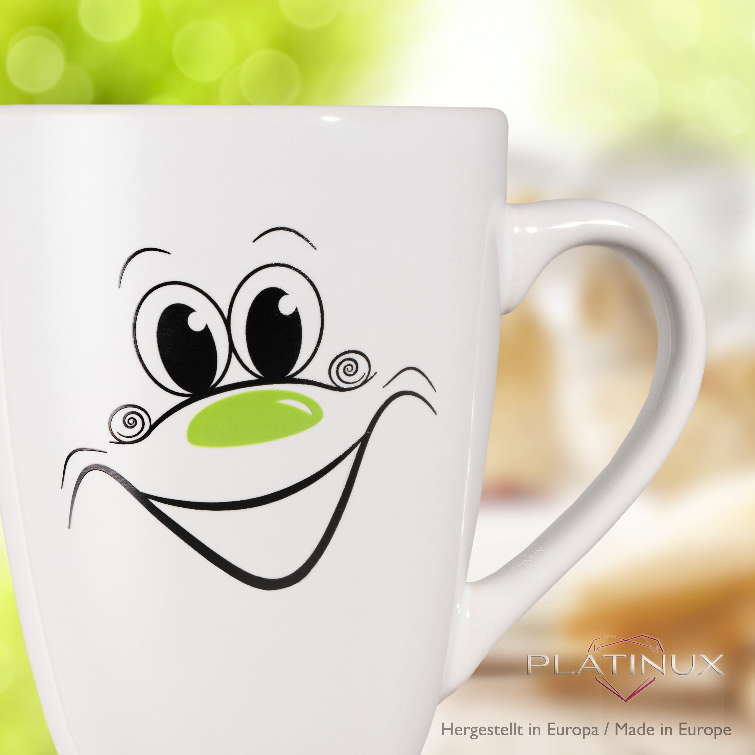 Lustig Kaffeetassen, Tasse Lustige PLATINUX Set 250ml Keramik, Kaffeebecher Teetasse Karneval Teebecher Motiv Gesichter mit