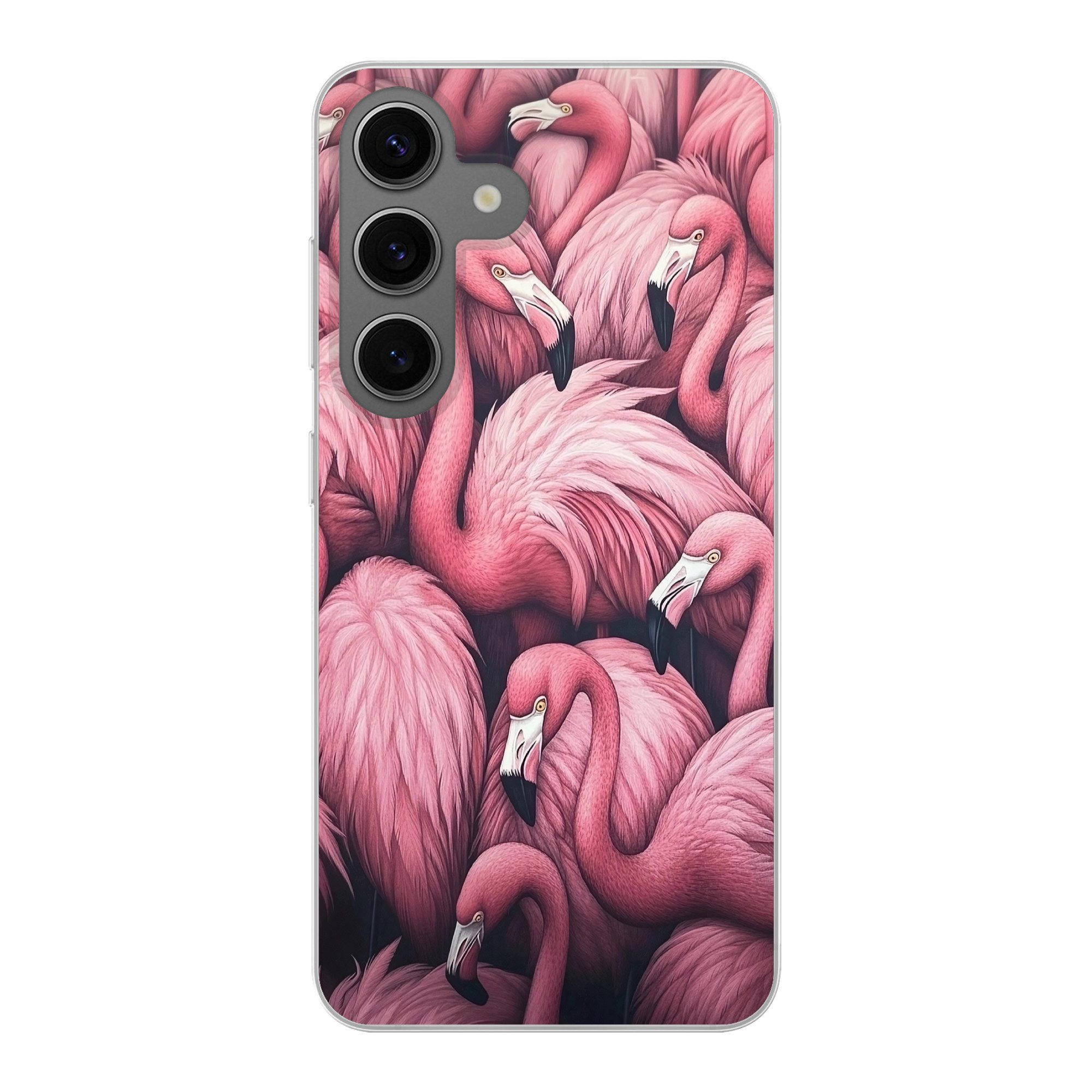 MuchoWow Handyhülle für Samsung Galaxy S24 Flamingo - Rosa - Tiere, Phone Case, Silikon, Schutzhülle Dünn