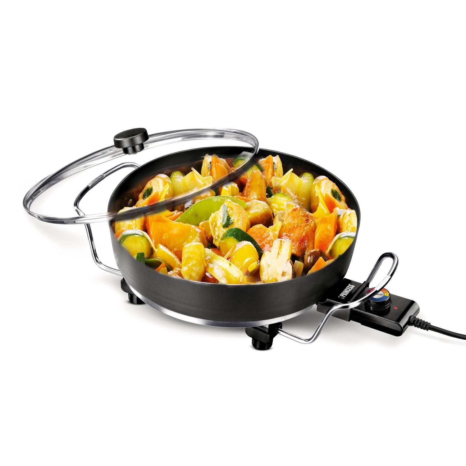 PRINCESS Elektrische Pfanne Princess 162367 Multi Wonder Chef Pro – Elektro-Multikocher – Vielseit, 1800 W, Ø 35 cm - Glasdeckel