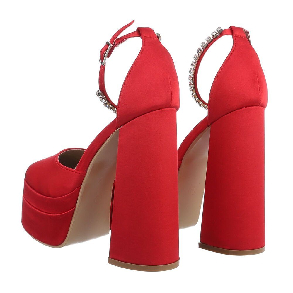 in Party Abendschuhe Blockabsatz Clubwear Damen Plateaupumps Rot & High Ital-Design Pumps Heel