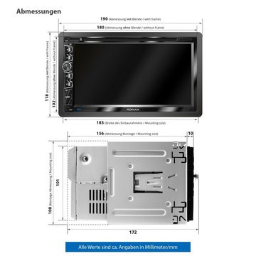 XOMAX XOMAX XM-2D6907 Autoradio mit 6,9 Zoll Touchscreen Bildschirm (kapazitiv), USB Mirrorlink, DVD CD Player, Micro SD, 2 DIN Autoradio