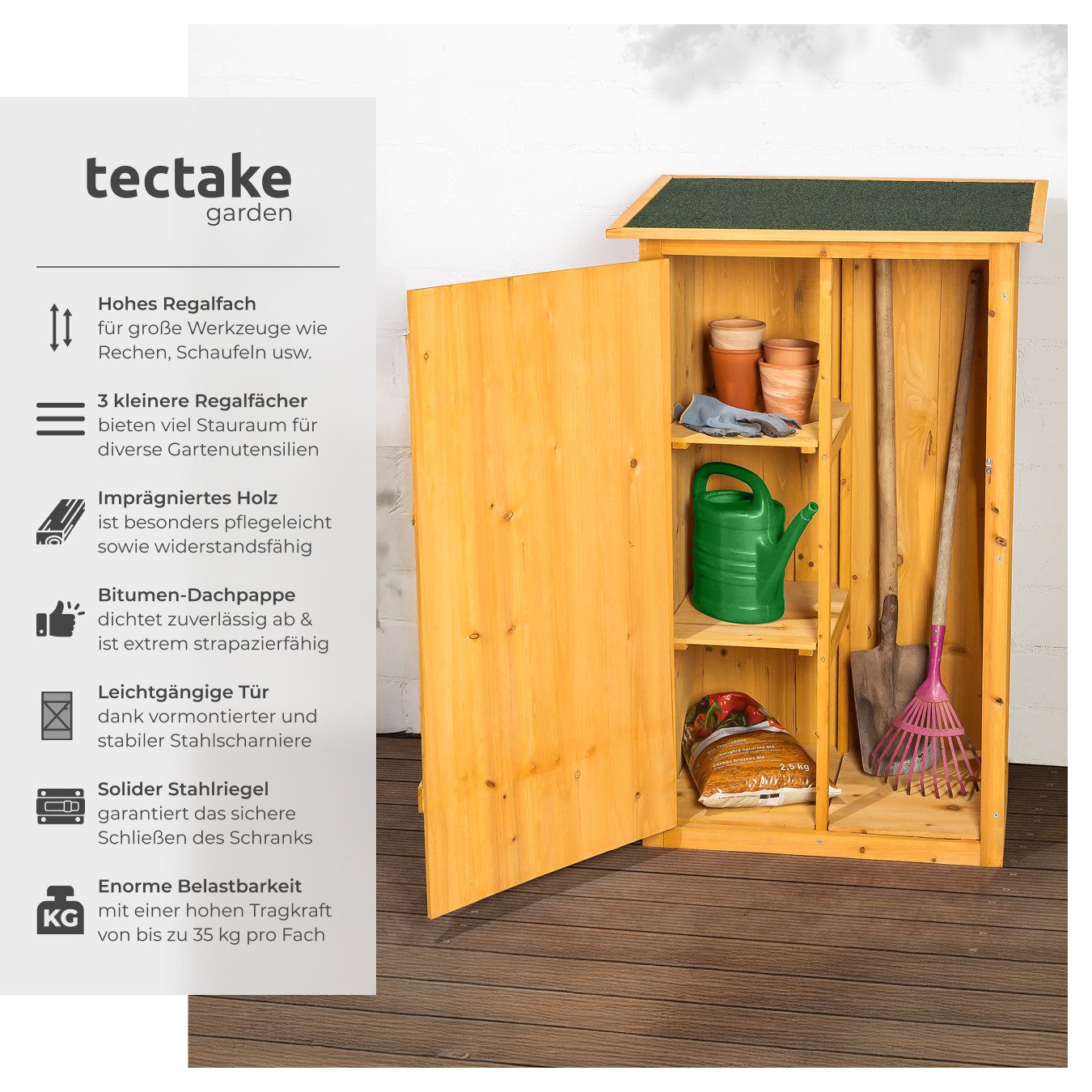 tectake Geräteschrank Gartenschrank mit Flachdach (Bausatz, günstig online kaufen