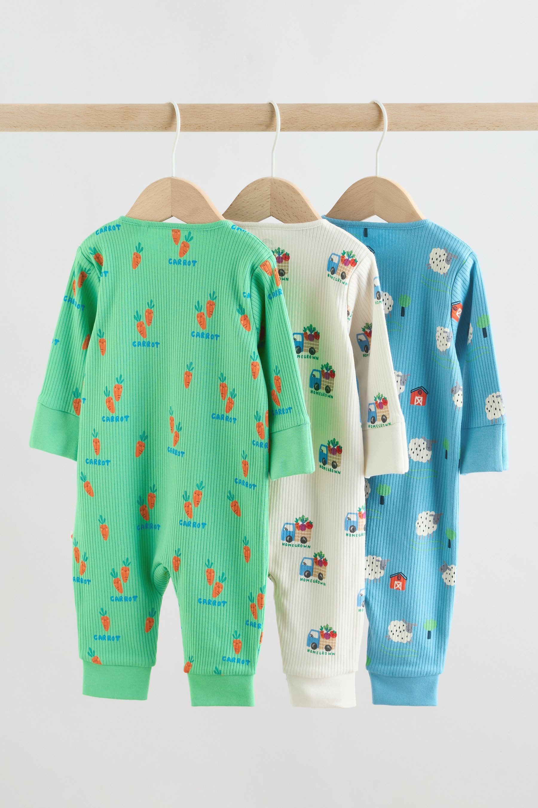 Next Schlafoverall Babyschlafanzüge mit Zweiwege-RV, 3er-Pack (3-tlg) – Bild 4 von 5