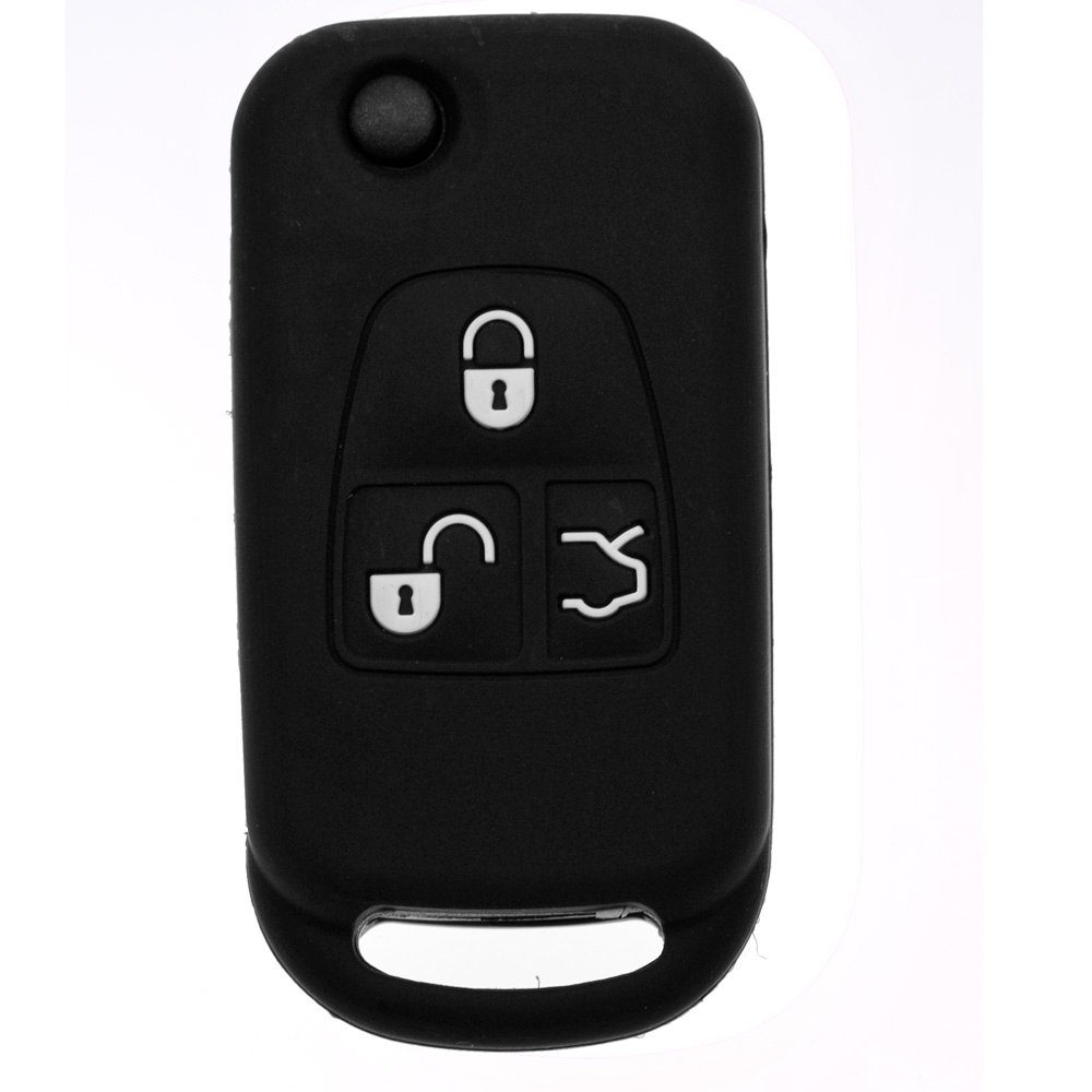 mt-key Schlüsseltasche Autoschlüssel Softcase Silikon Schutzhülle Schwarz, für Mercedes Benz SL R129 W163 ML 1998-2005 W210 E-Klasse 3 Tasten