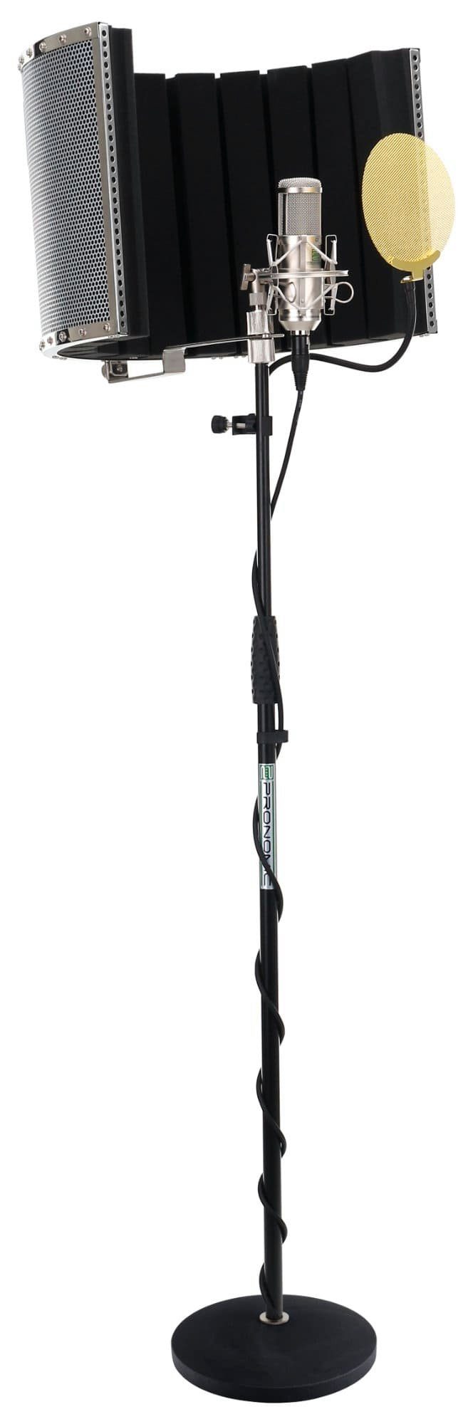 Pronomic Standmikrofon CM-100 Studio Großmembran- Kondensatormikrofon (Komplettset Popschutz gold, 10-tlg), inkl. Mikrofonständer, Micscreen, 5m XLR-Kabel