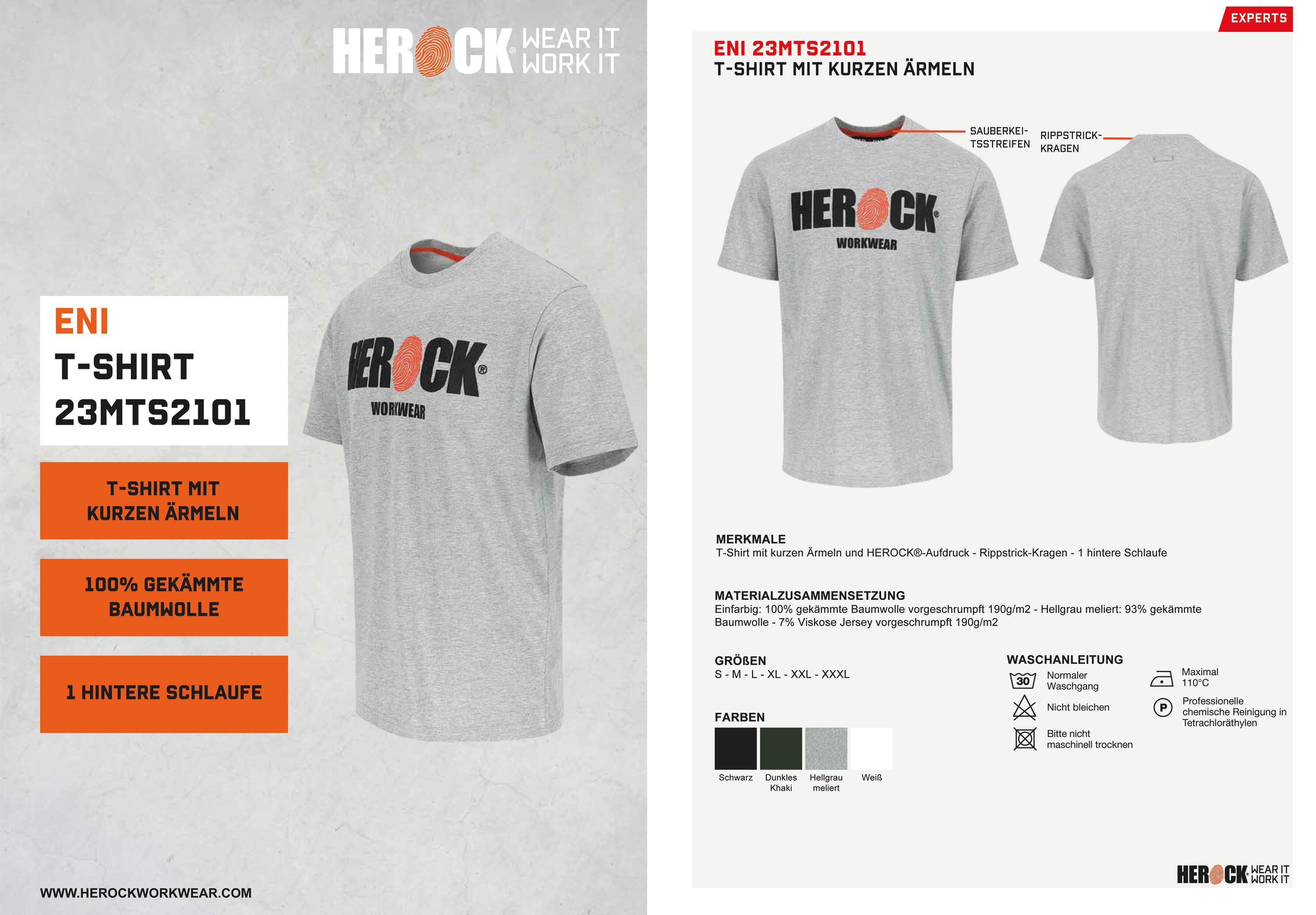 Herock Tragegefühl angenehmes mit Rundhals, Baumwolle, Herock®-Aufdruck, T-Shirt grau ENI