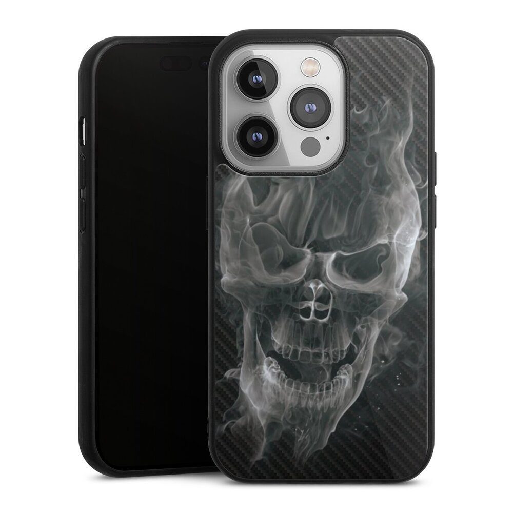 Handyhülle Totenkopf Schädel Carbon Smoke Skull Carbon