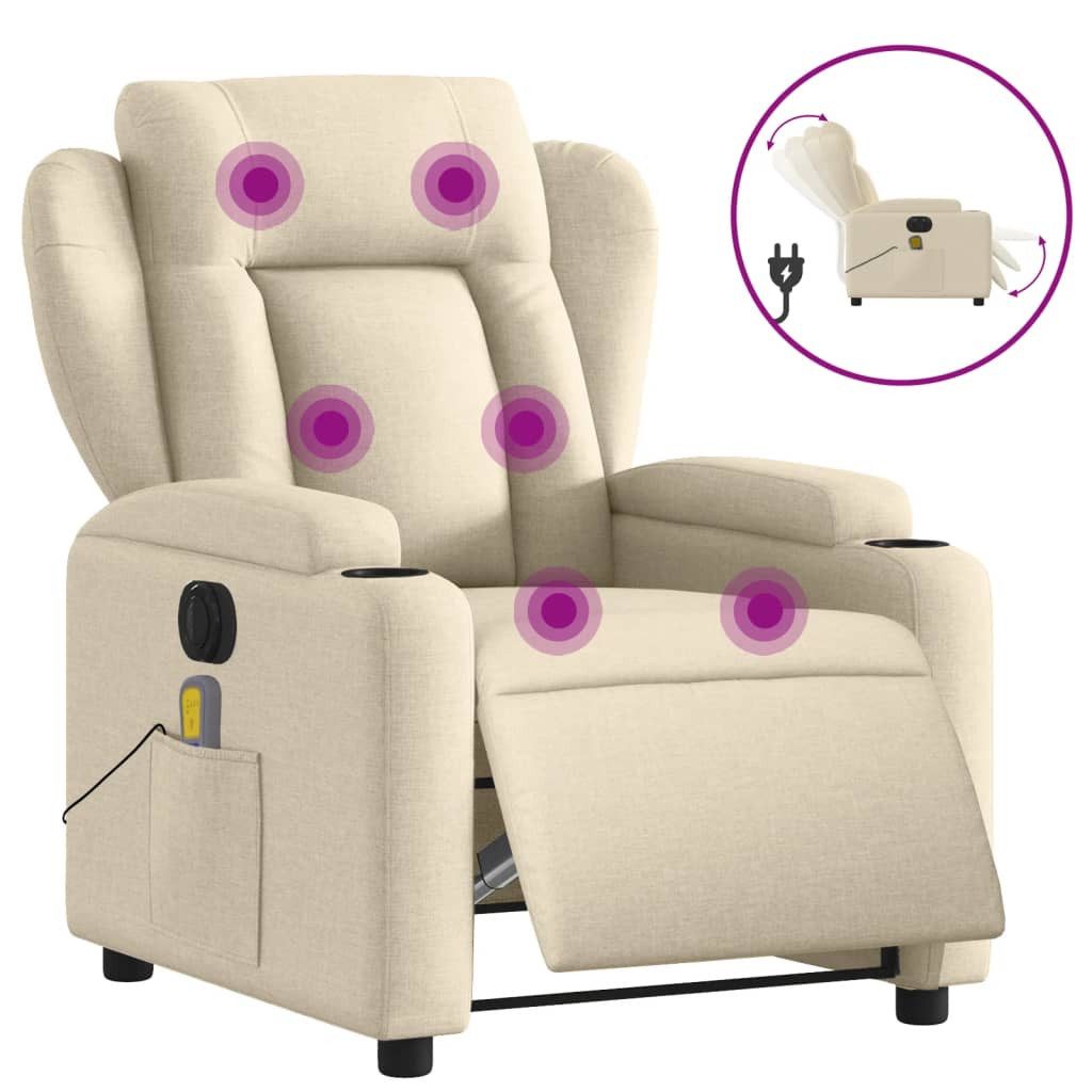 vidaXL Massagesessel Massagesessel Elektrisch Creme Stoff