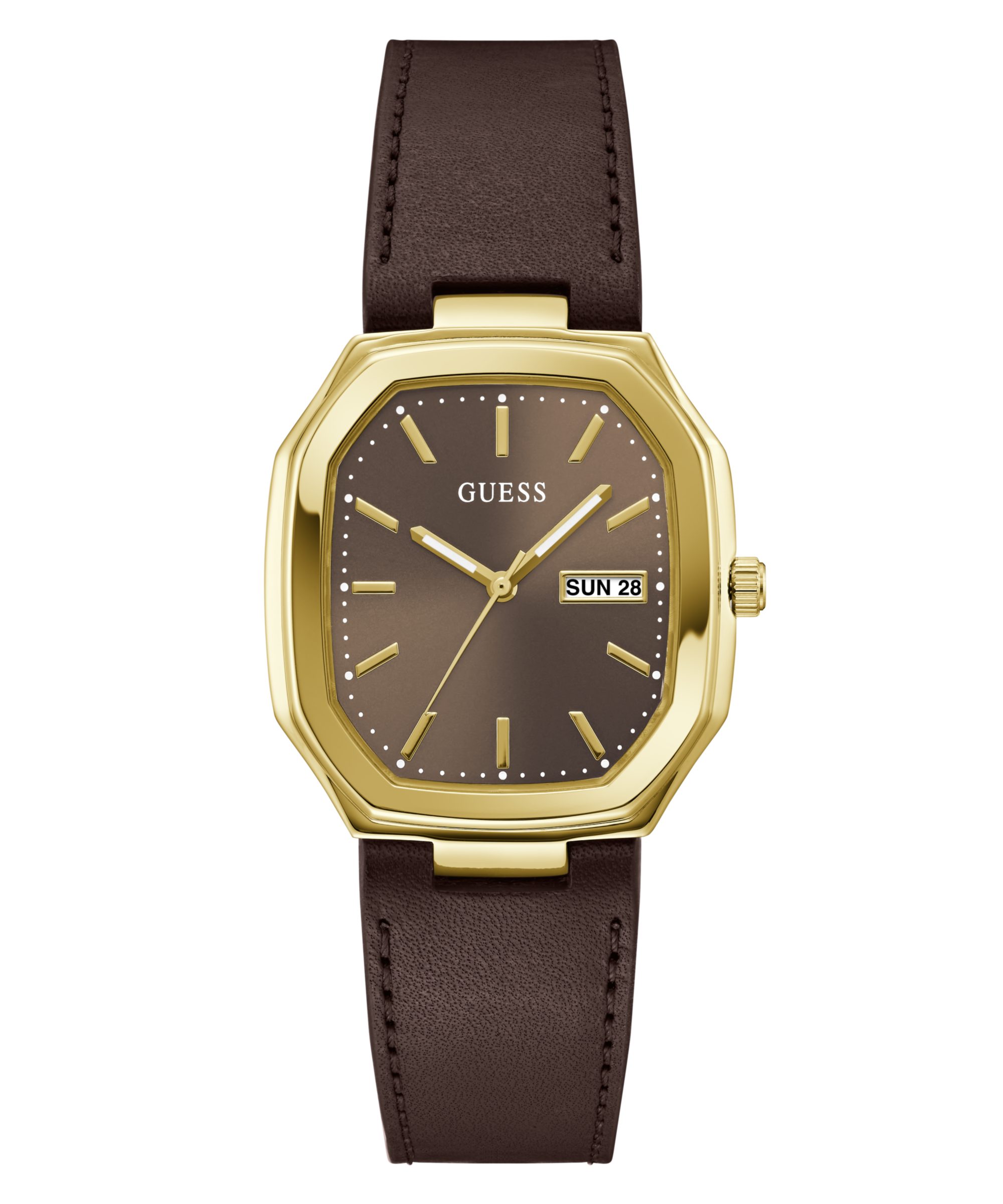Guess Quarzuhr OLIVER GW1126G2, Armbanduhr, Herrenuhr, Lederarmband, analog, Tag, Wochentag