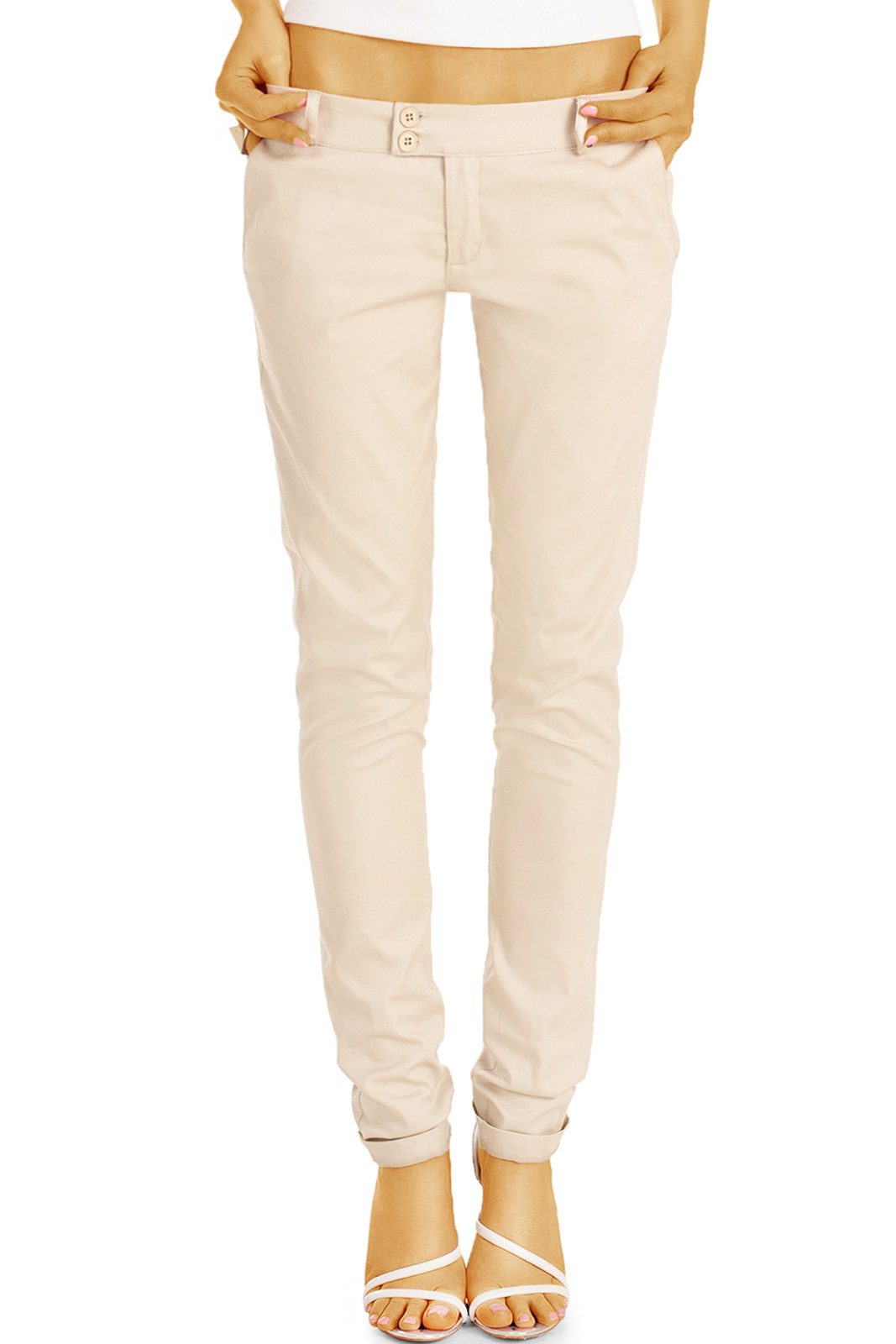 be styled Stoffhose Röhrige Damenhosen, slim fit Hüfthosen Chinohosen - Damen - h15a