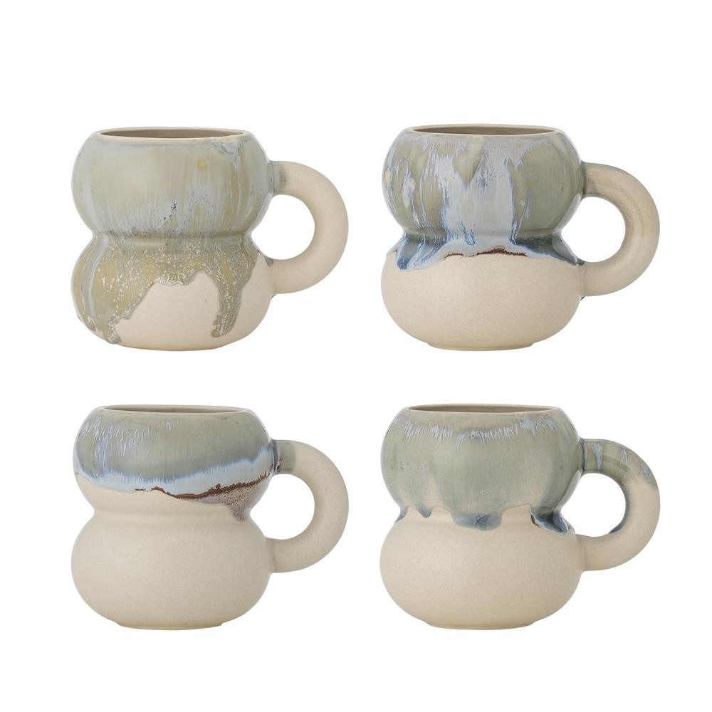 Bloomingville Becher Luna, Steingut, in Blau, aus Steingut, 400 ml, 4er Set