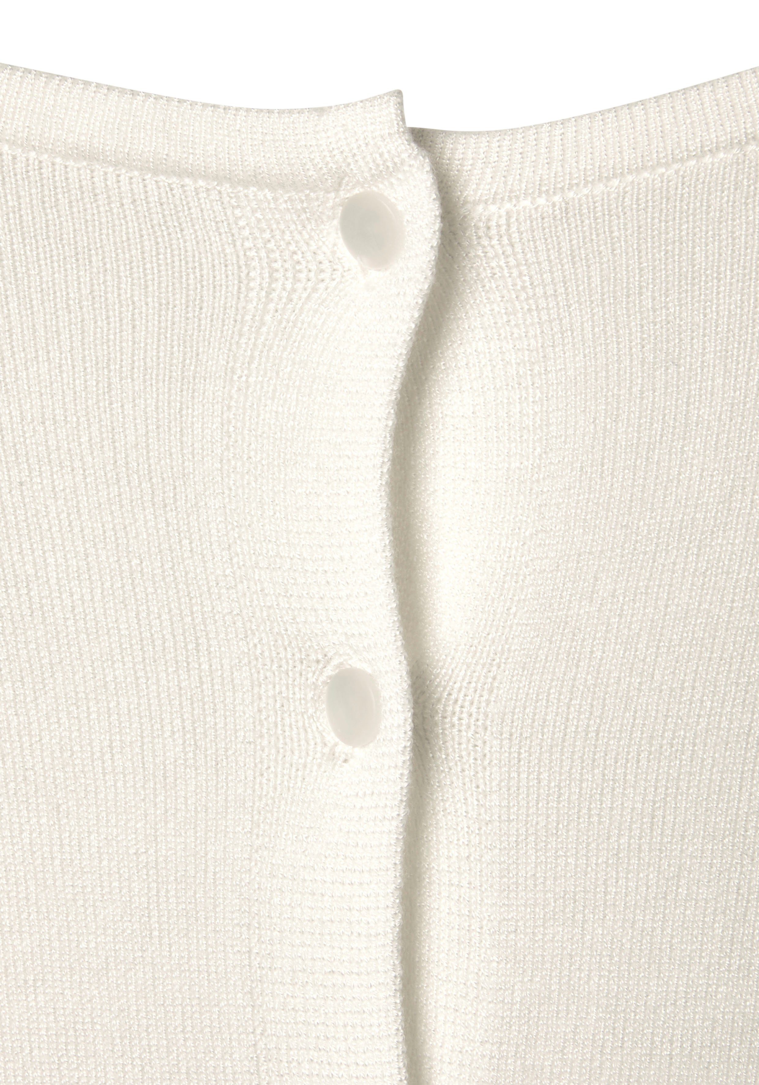 Vivance Kurzarmpullover mit Knopfleiste, Feinstrickqualität tragbar, beidseitig weiß 3/4-Pullover