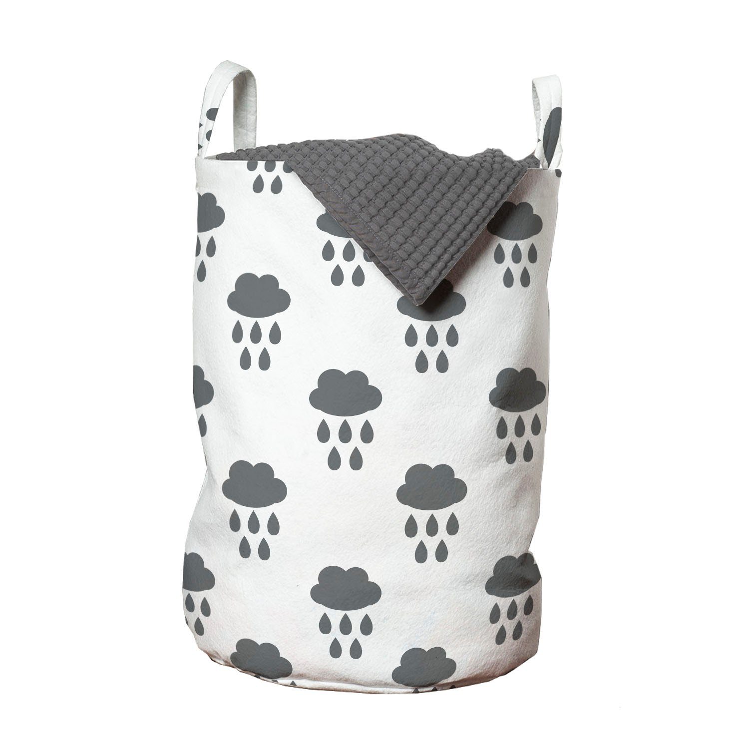 Abakuhaus Wäschesäckchen Wäschekorb mit Griffen Kordelzugverschluss für Waschsalons, Regen Rainy Herbstwolken Theme