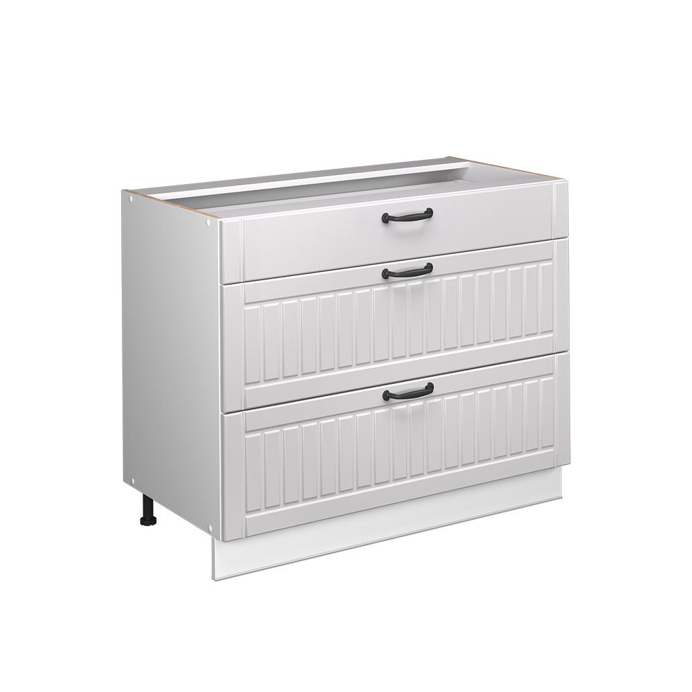 Vicco Unterschrank Fame-Line, Weiß Landhaus/Weiß, 100 cm ohne Arbeitsplatte (1-St)