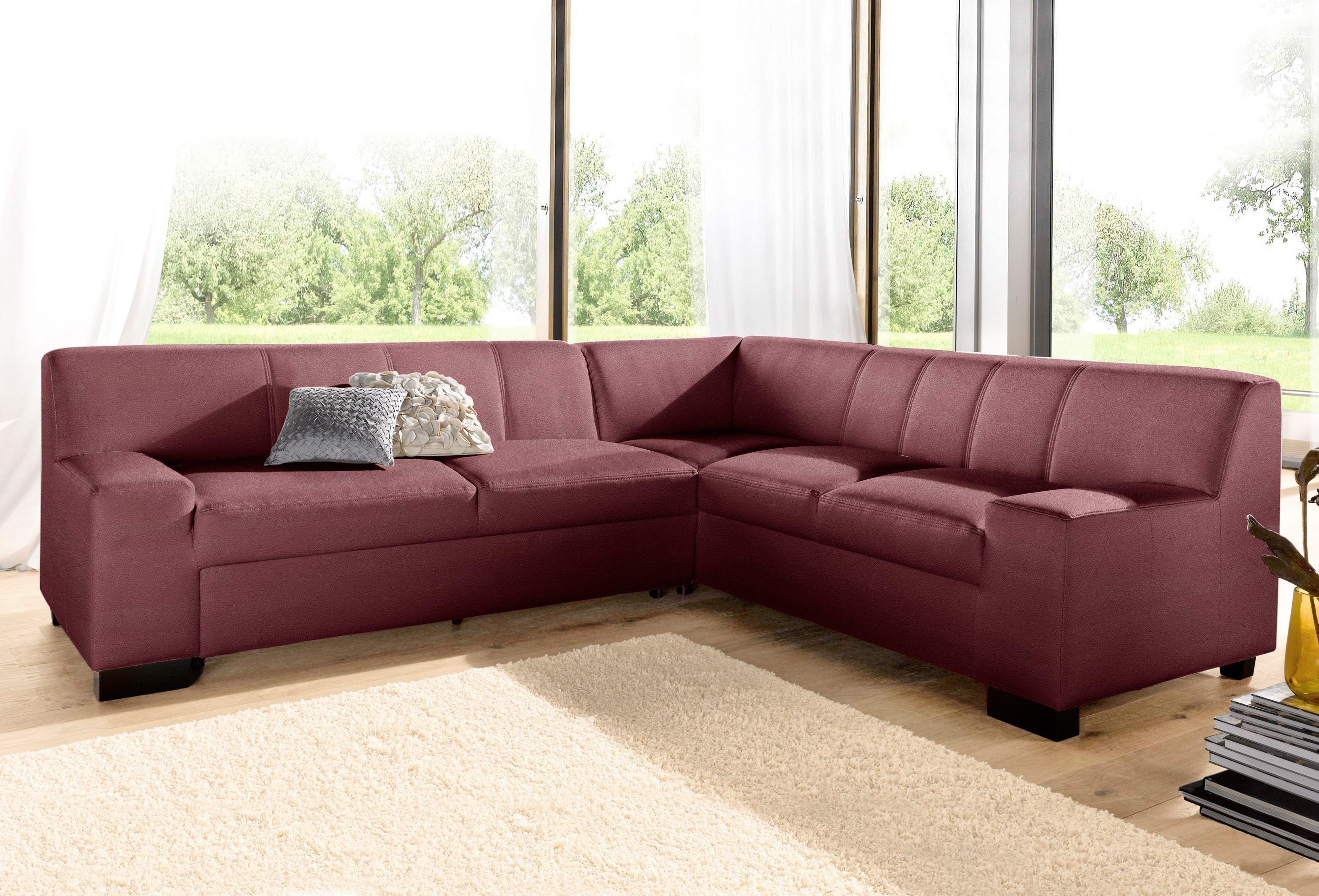 DOMO collection Ecksofa Norma Top, elegant & modern, flache Armlehnen, Breite 247cm, L-Form, wahlweise mit Bettfunktion