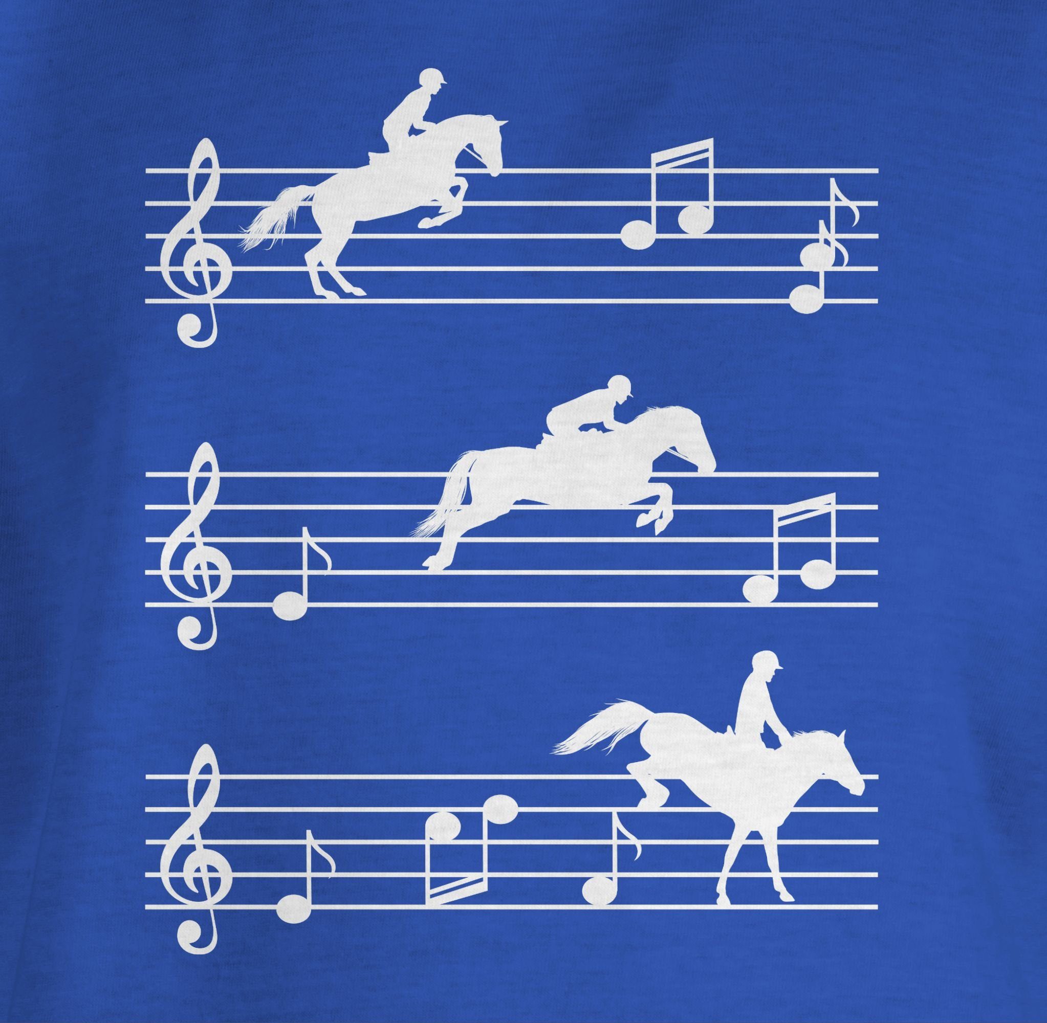 Shirtracer Pferde - 3 Pferd T-Shirt Musiknoten auf weiß Royalblau