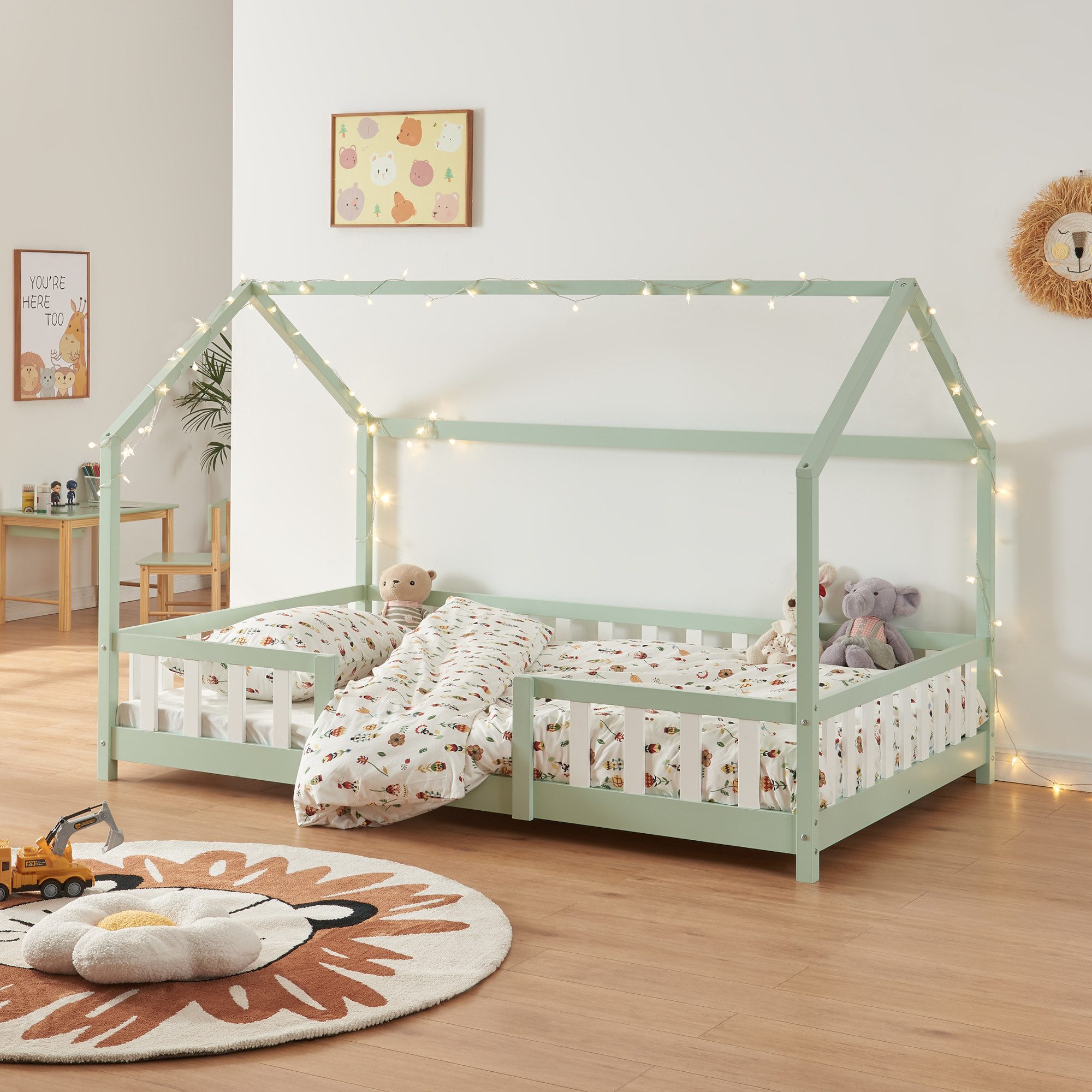 en.casa Kinderbett, »Sisimiut« Haus-Optik mit Rausfallschutz günstig online kaufen