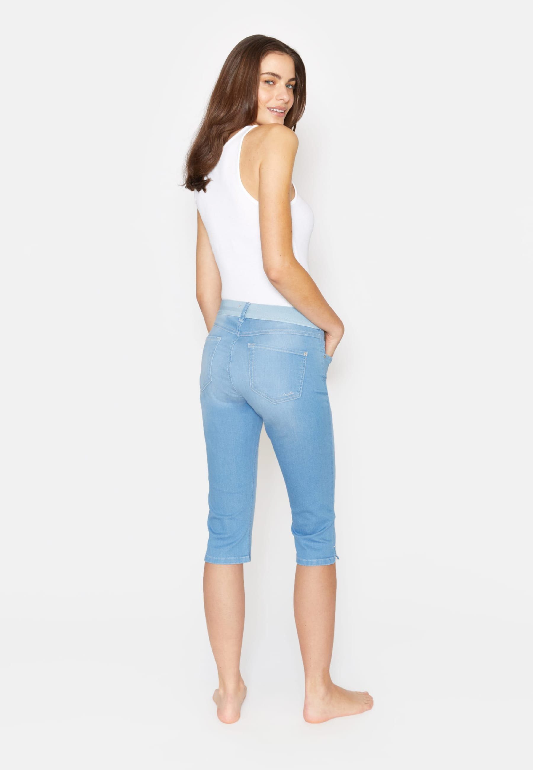 hellblau Dehnbund-Jeans Jeans Kurze Onesize Capri klassischem mit Design ANGELS