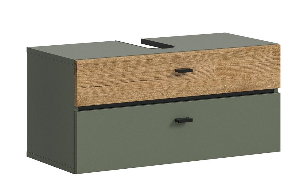 Furnhaus Waschbeckenunterschrank Waschbeckenunterschrank Aqua, Sage Green / Evoke Oak Waschbeckenunterschrank