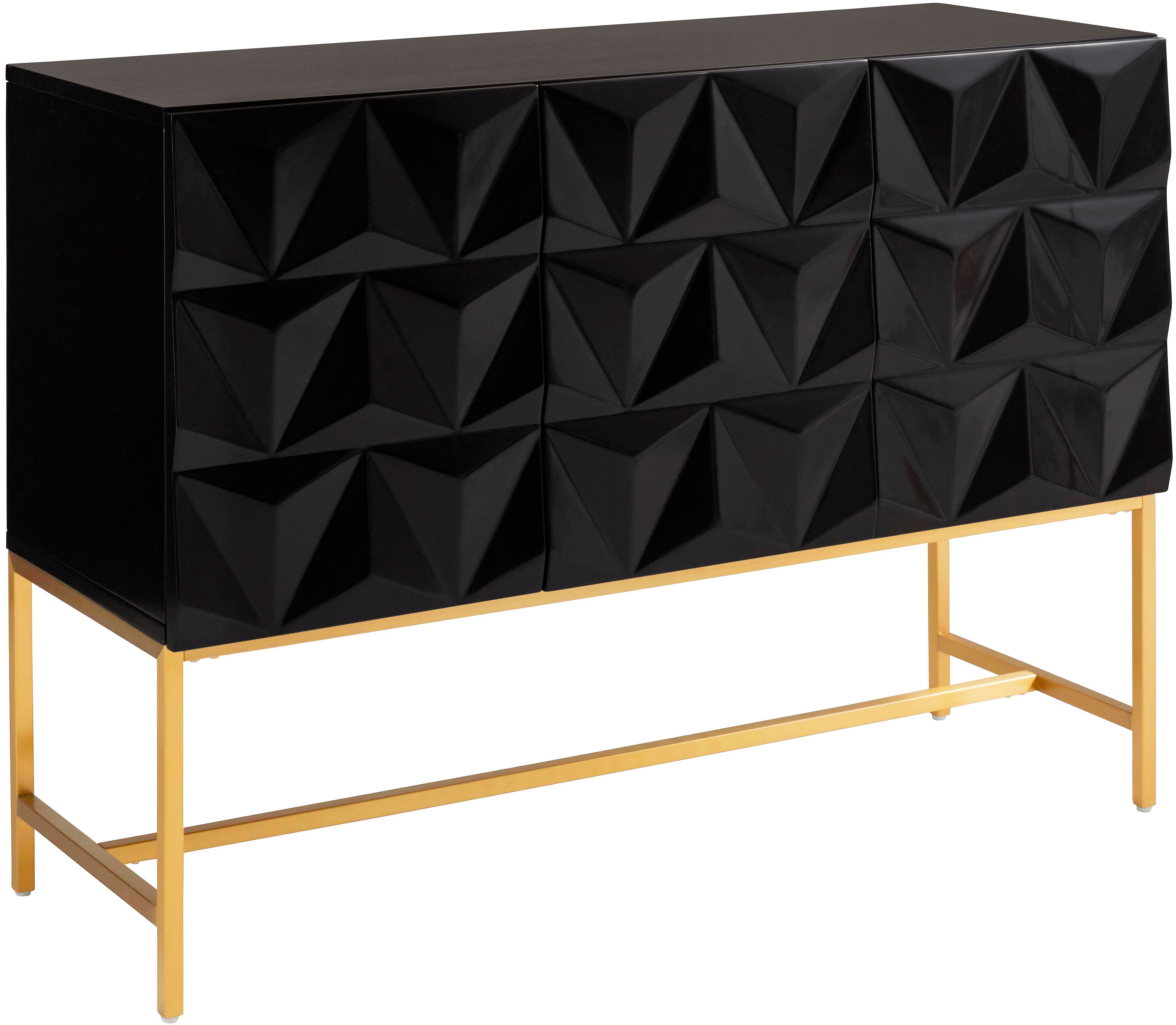 Leonique Sideboard Rovuma, TOPSELLER!, OTTOs Choice (Kommode, FSC-zertifizierter Holzwerkstoff, lackiert), in 3D-Optik und goldfarbenem Metallgestell