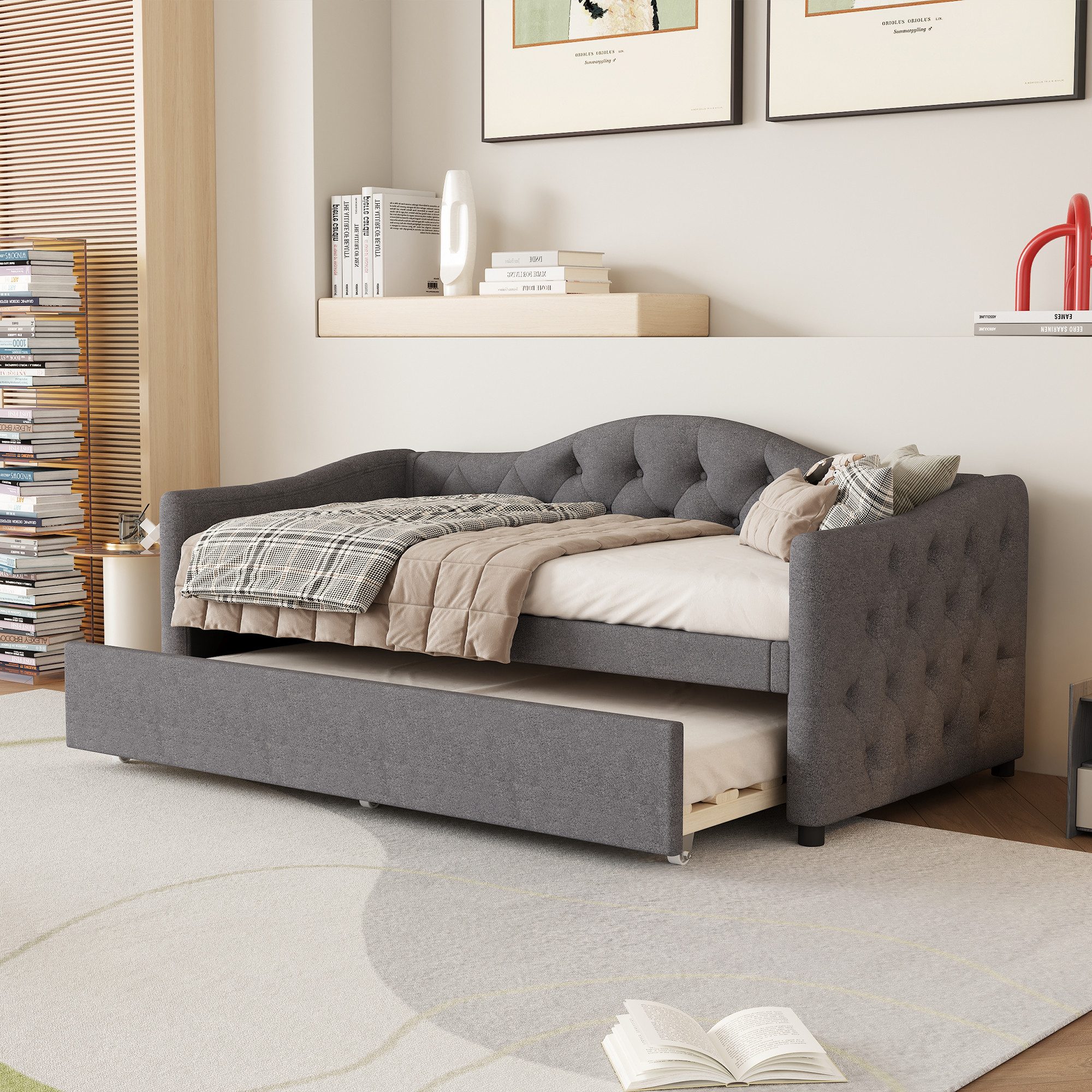 Flieks Daybett, Tagesbett Schlafsofa Kinderbett 90x200cm mit Ausziehbett 90 günstig online kaufen