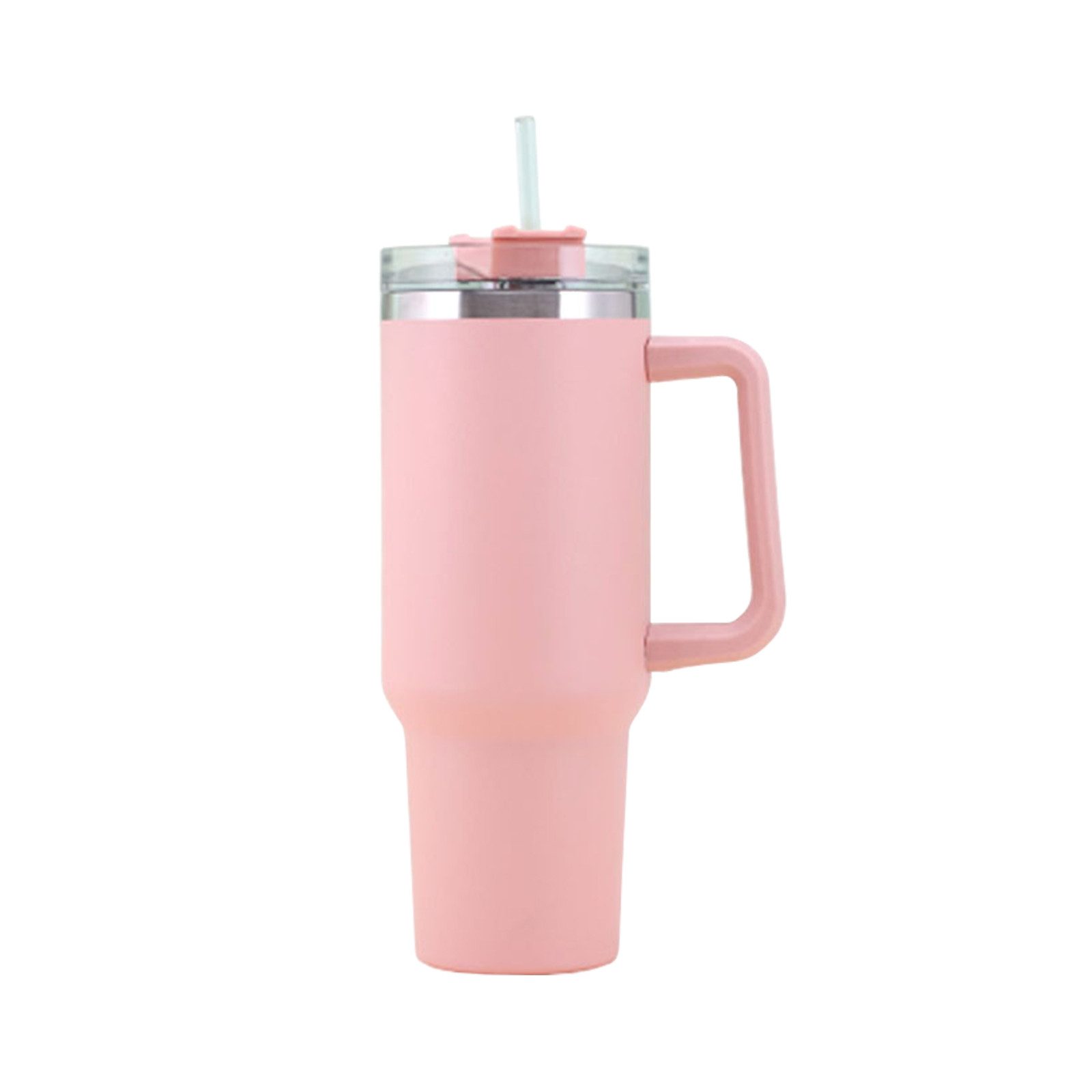 TWSOUL Tasse Autobecher aus Edelstahl 304 mit Griff,Thermosbecher, 1136 ml, Mit Stroh, Edelstahlmaterial